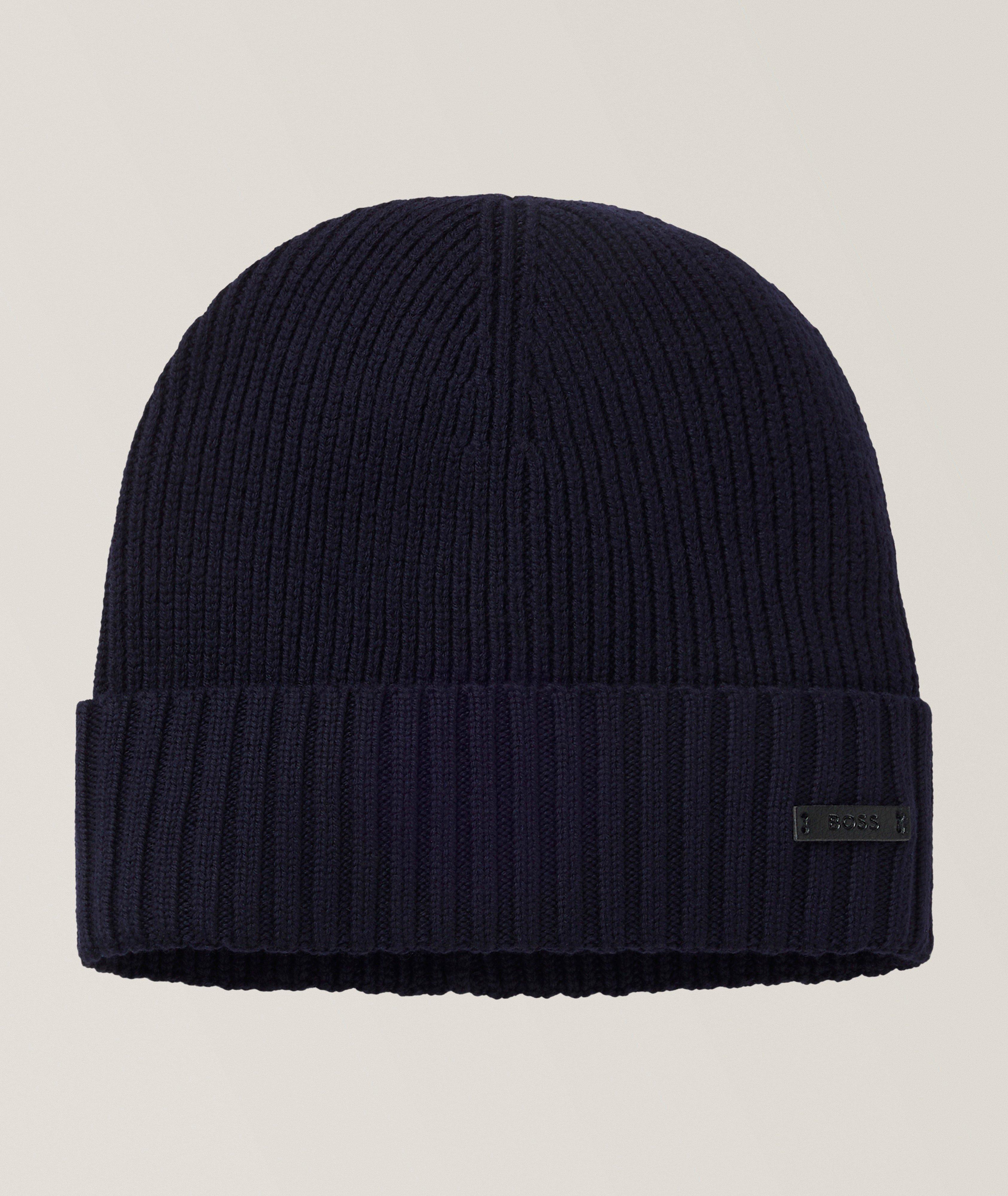 BOSS Rib-Knit Virgin Wool Beanie 