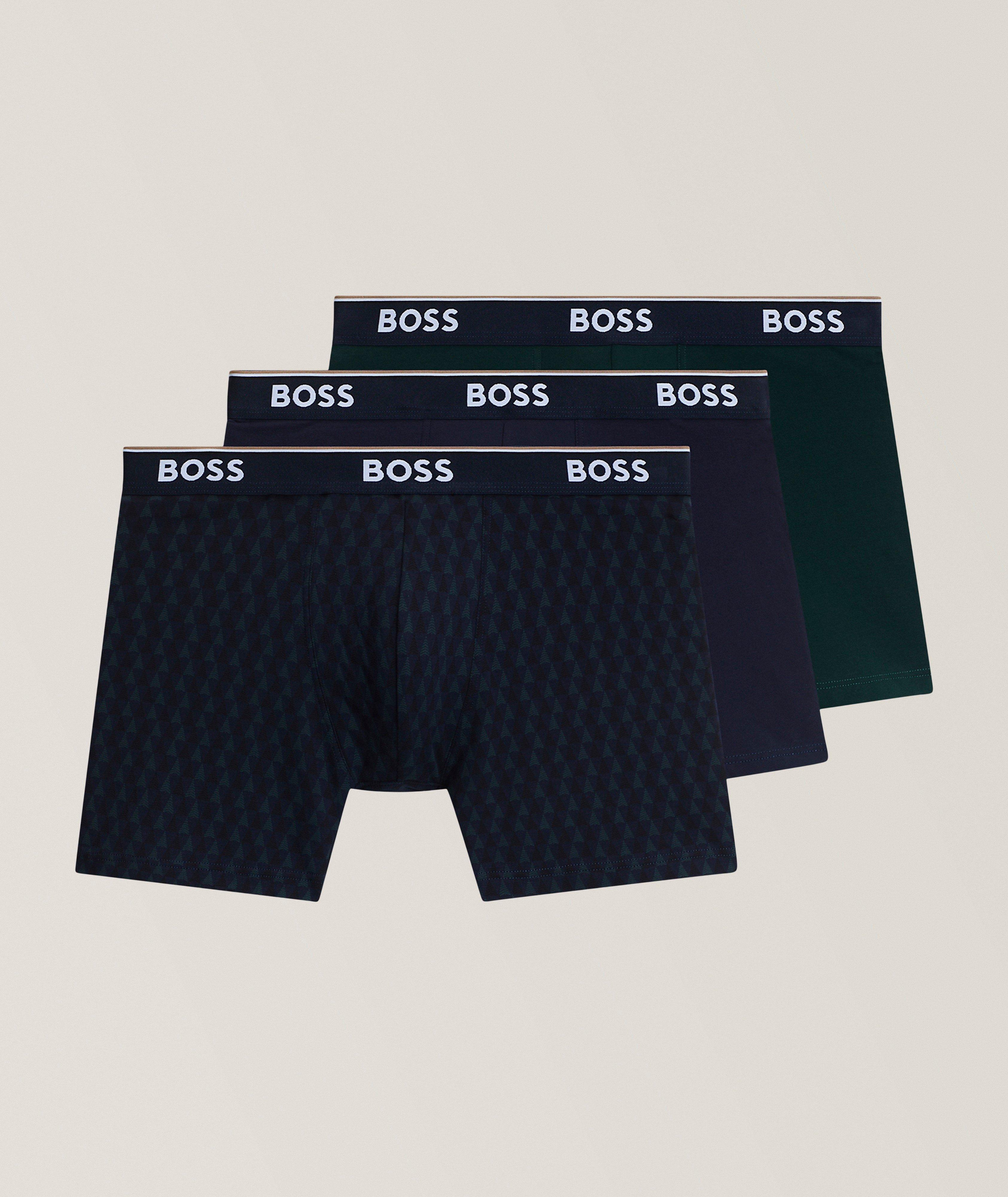 BOSS 3-Pack Tree-Print Stretch-Cotton Boxer Briefs 