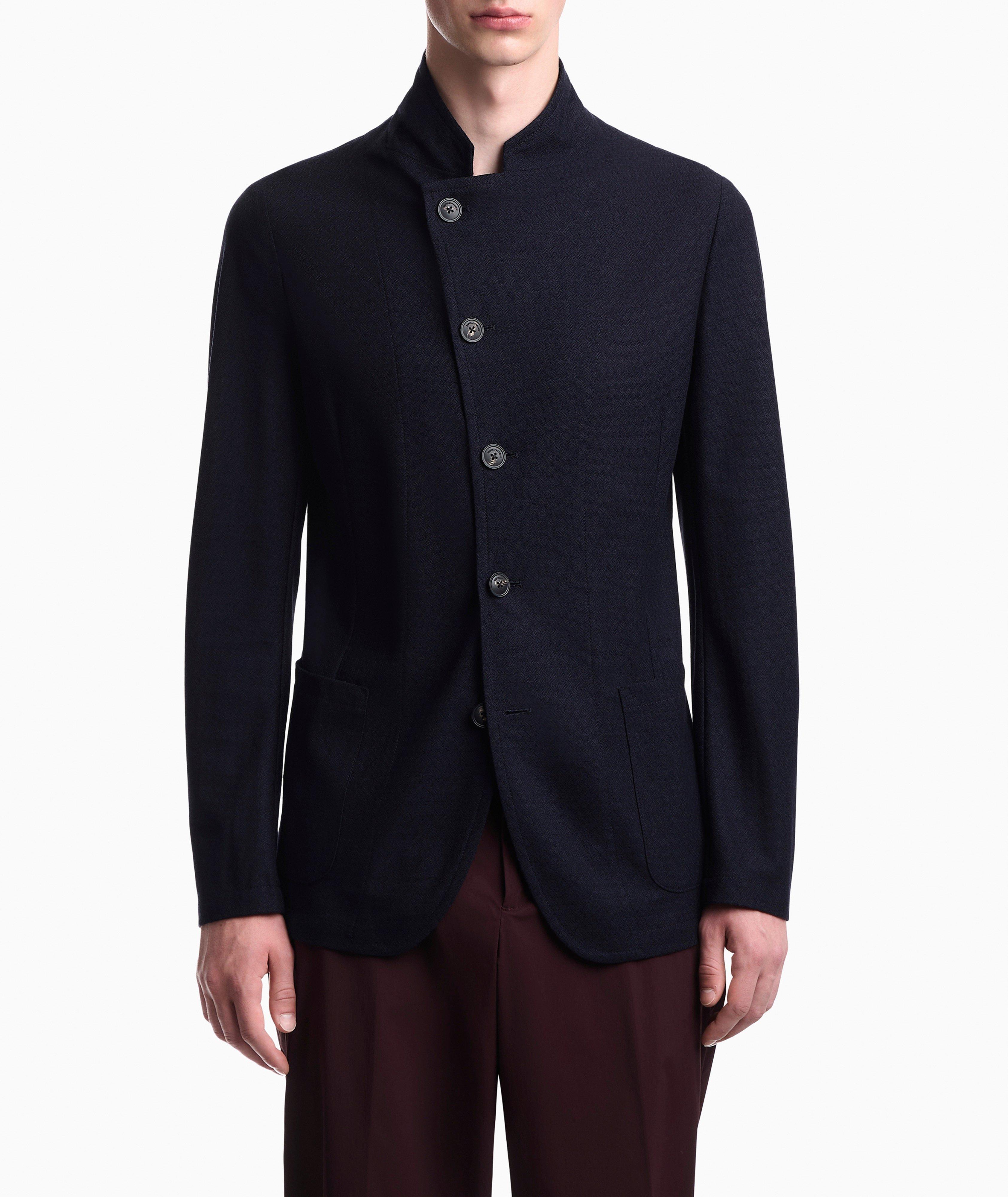 Veston laine-mélange col-guru asymétrique image 2