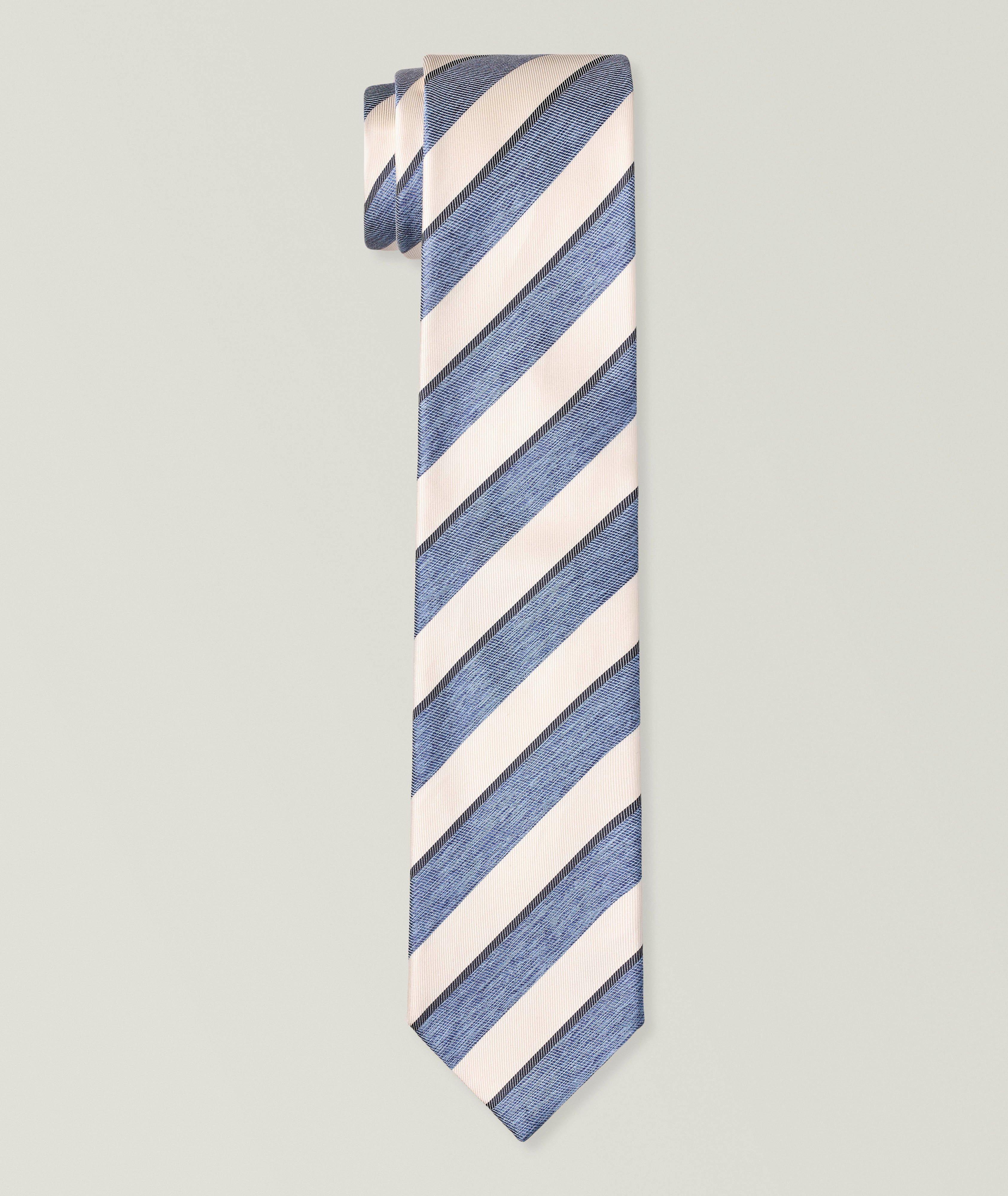 Harry Rosen Striped Silk-Cotton Tie