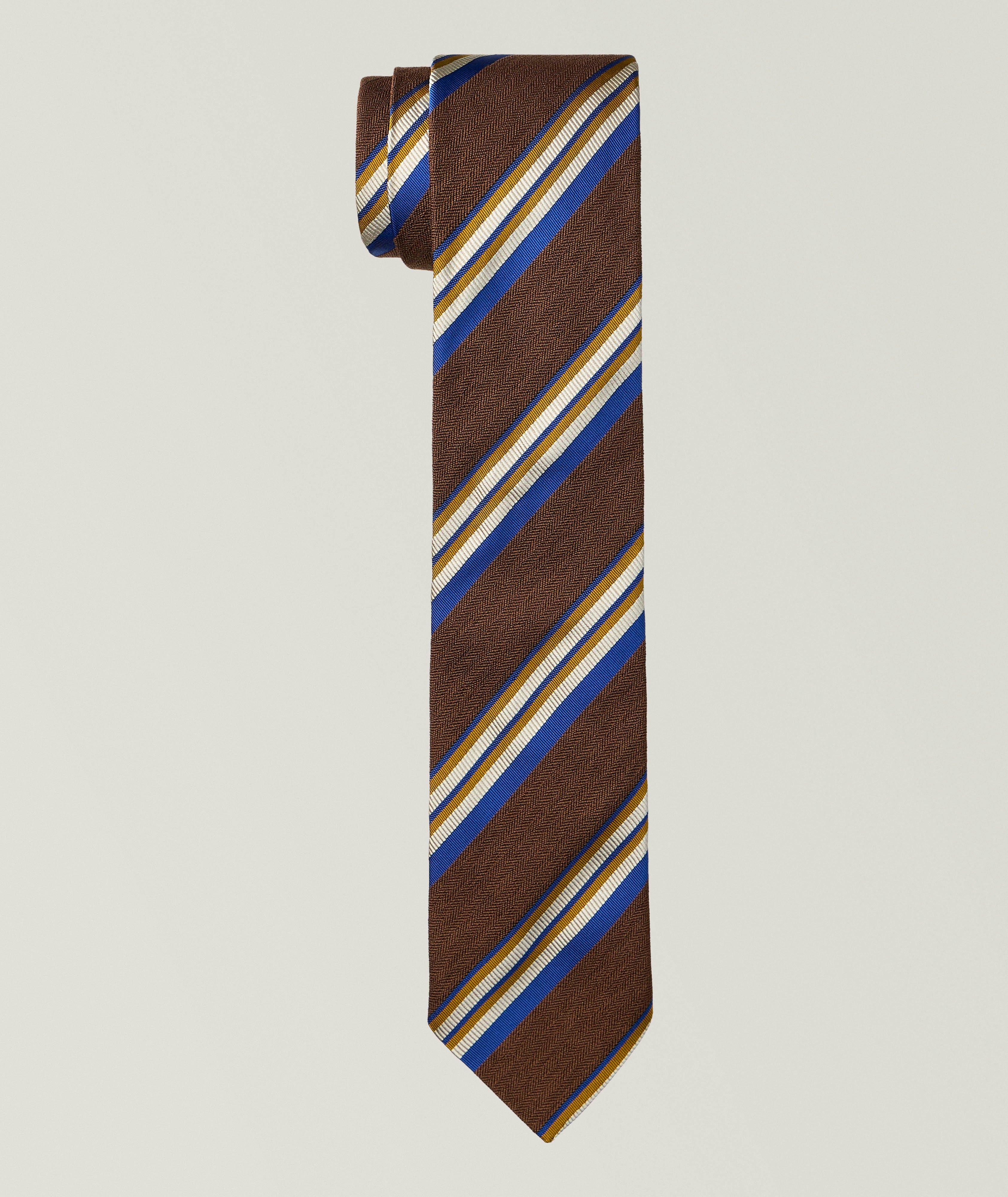 Striped Silk-Cotton Tie image 0