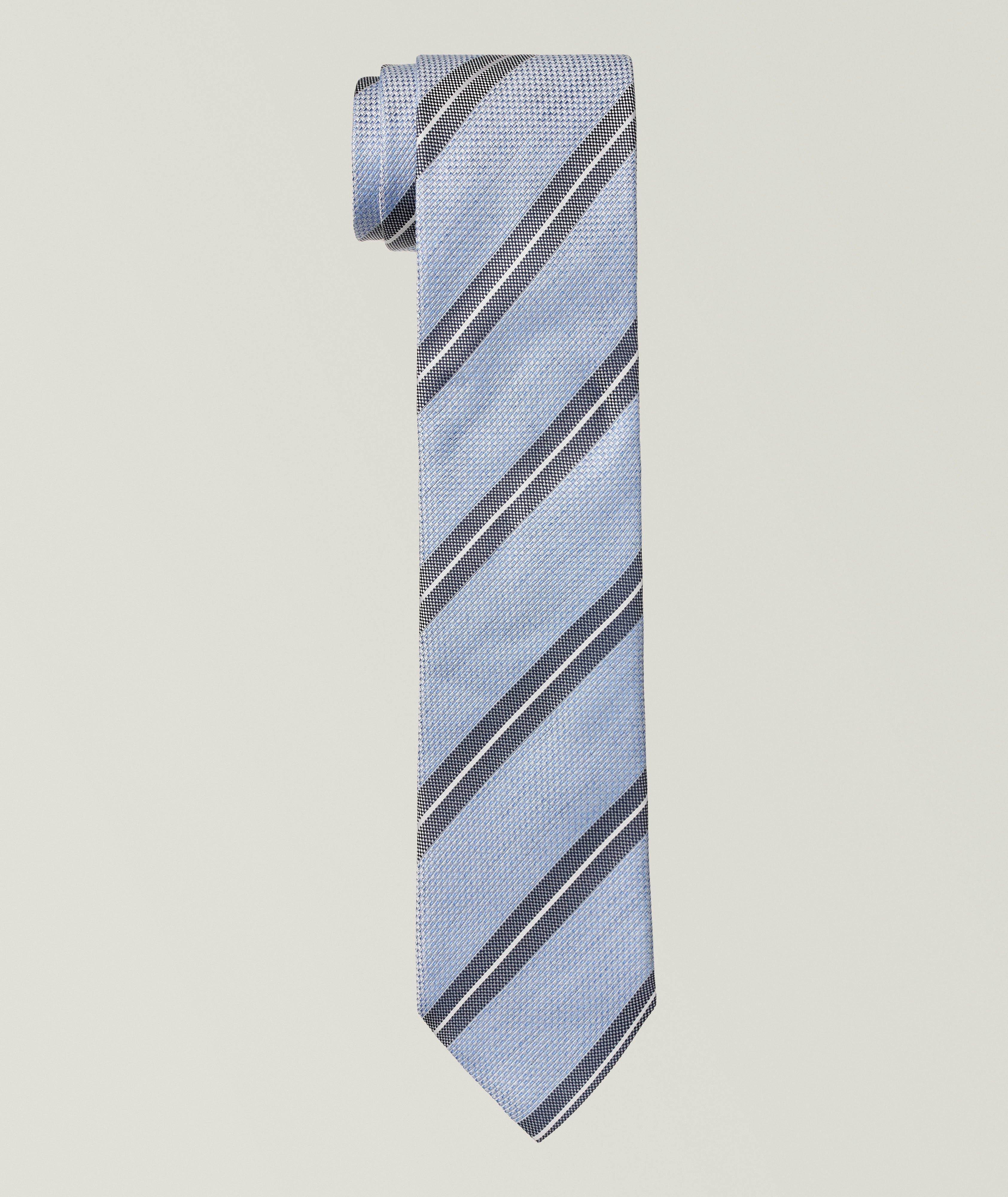 Striped Silk-Linen Tie image 0