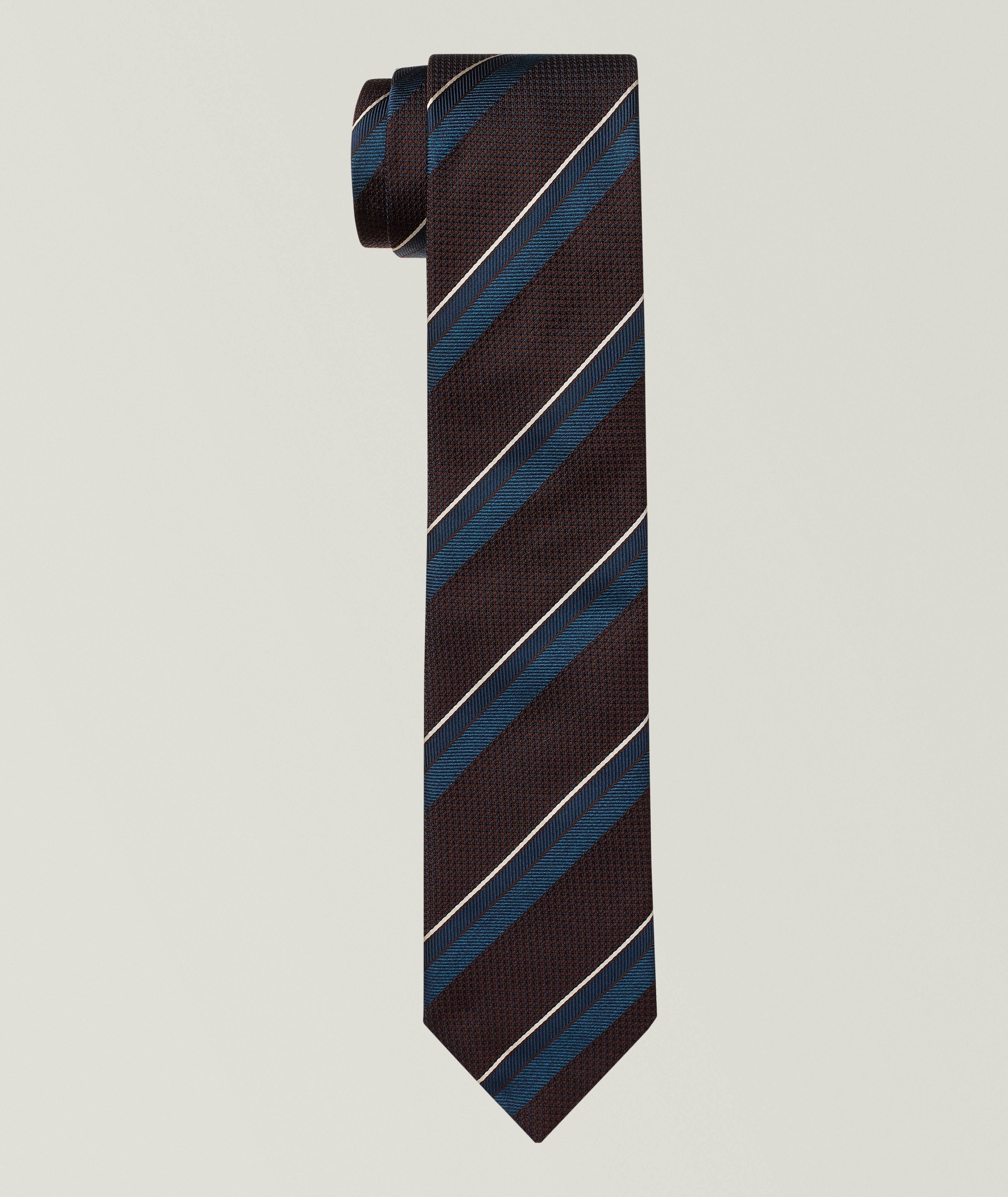 Diagonal Striped Silk Tie image 0