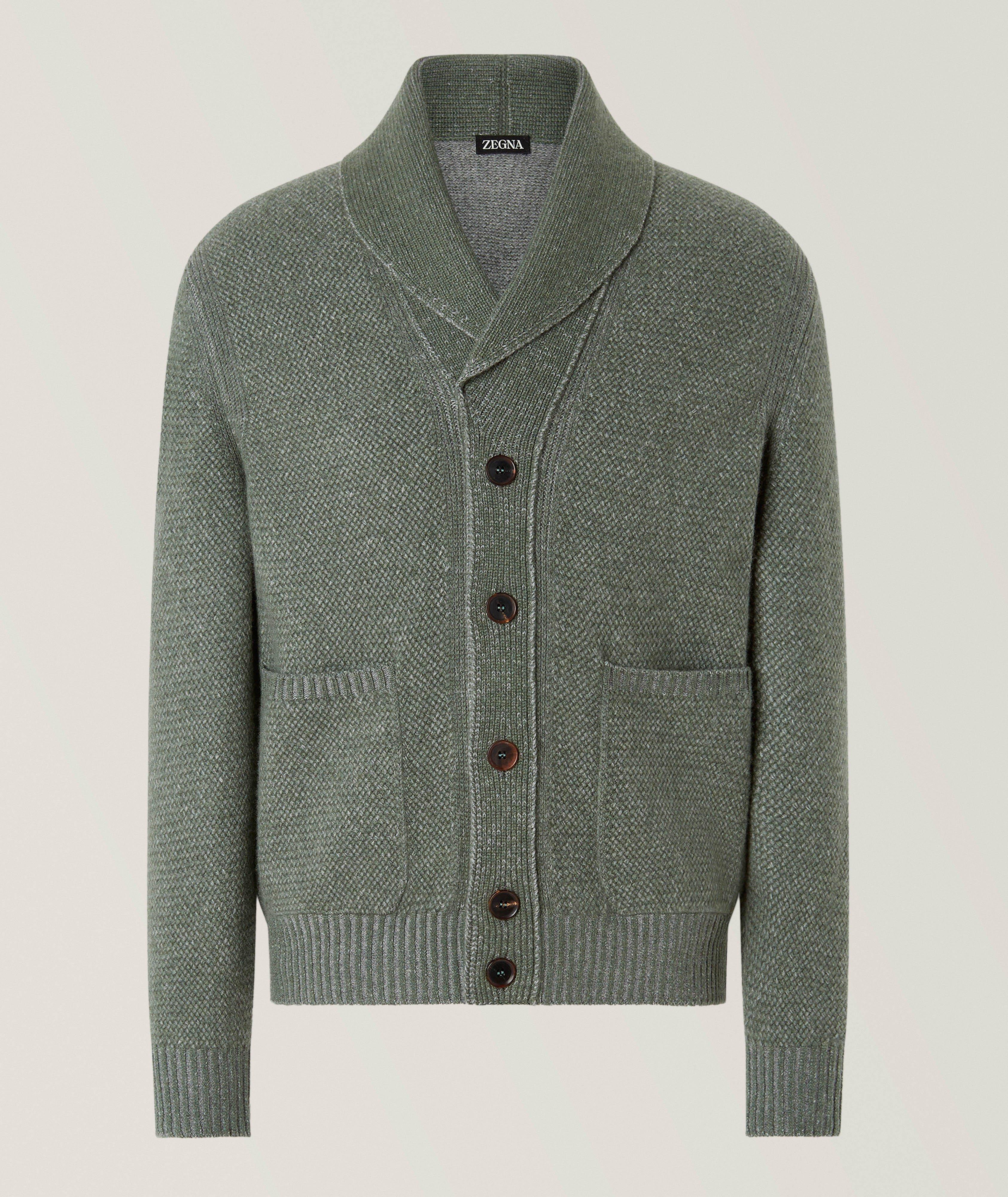 ZEGNA Mélange Cashmere-Wool Shawl Cardigan