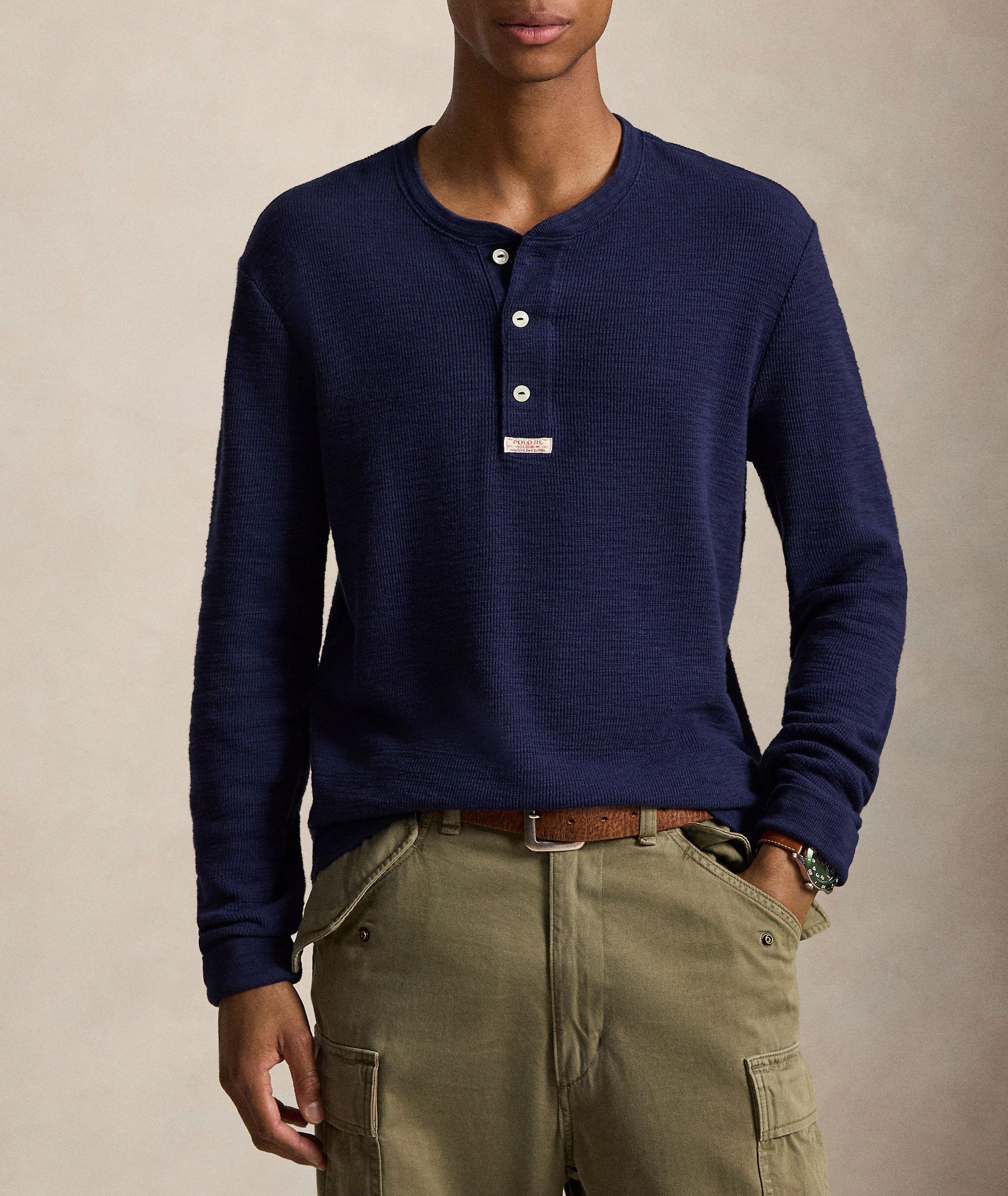 Waffle-Knit Henley Shirt image 1