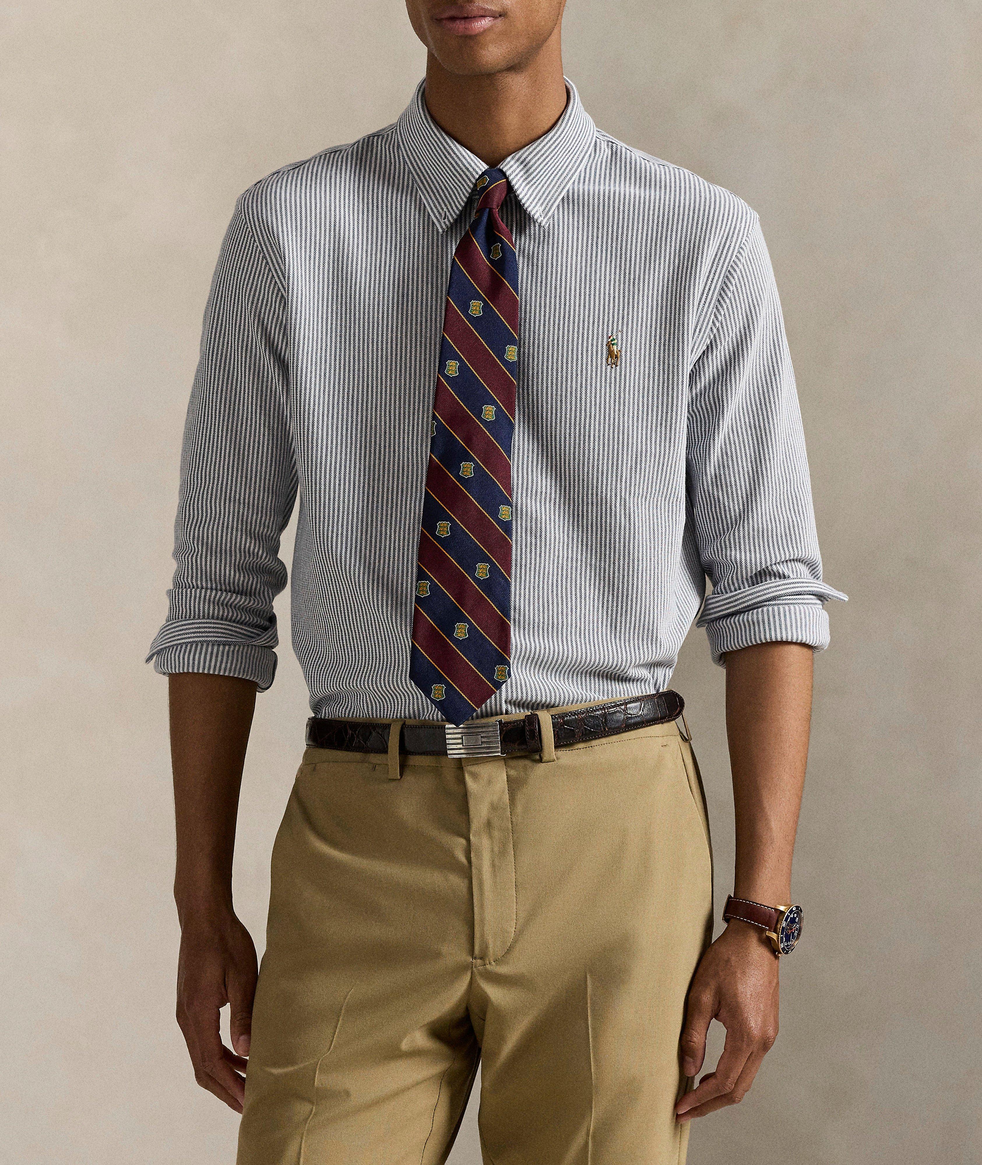 Striped Knit Oxford Shirt image 1
