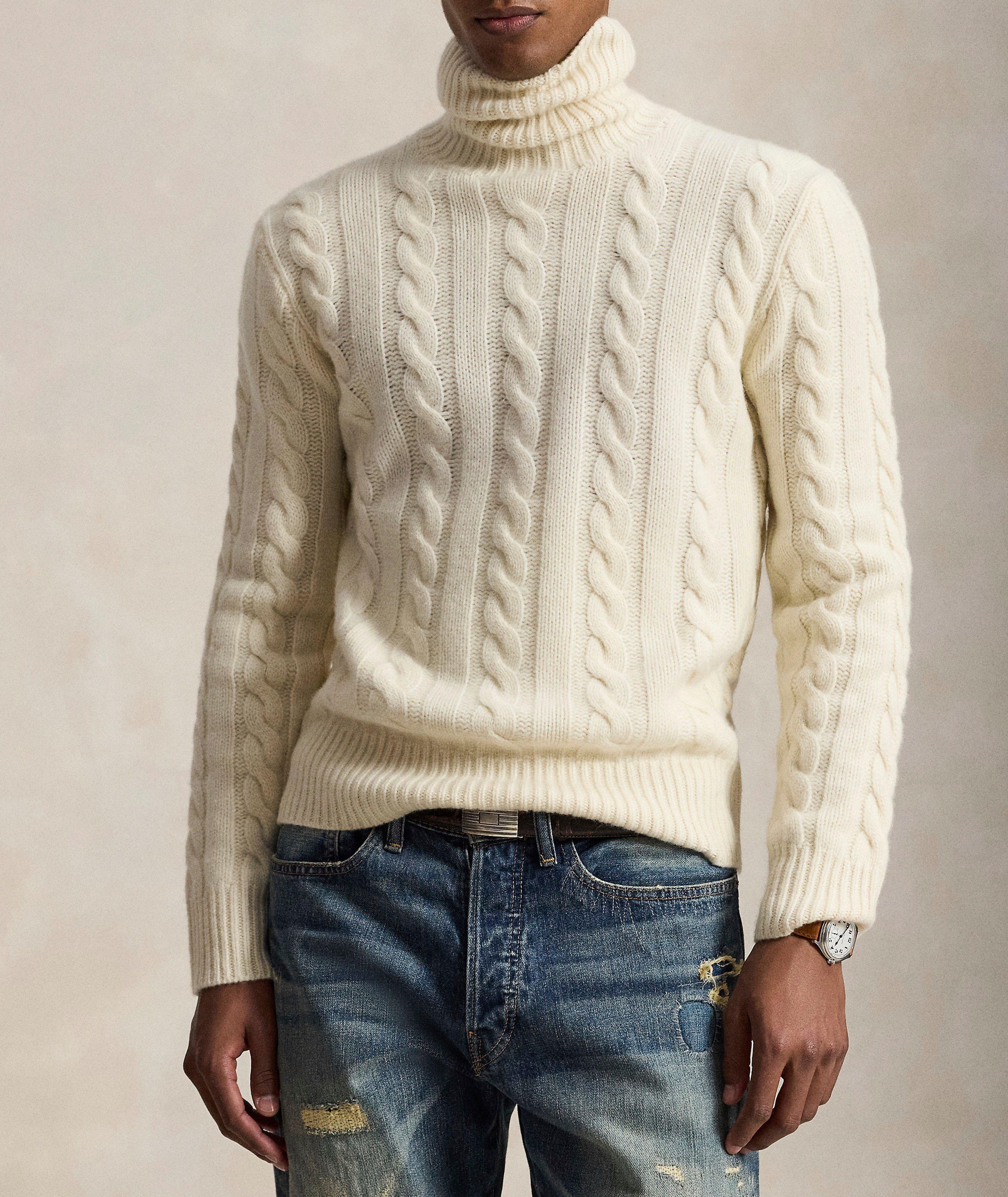 Pull col roulé cachemire-laine tricot-torsadé image 1
