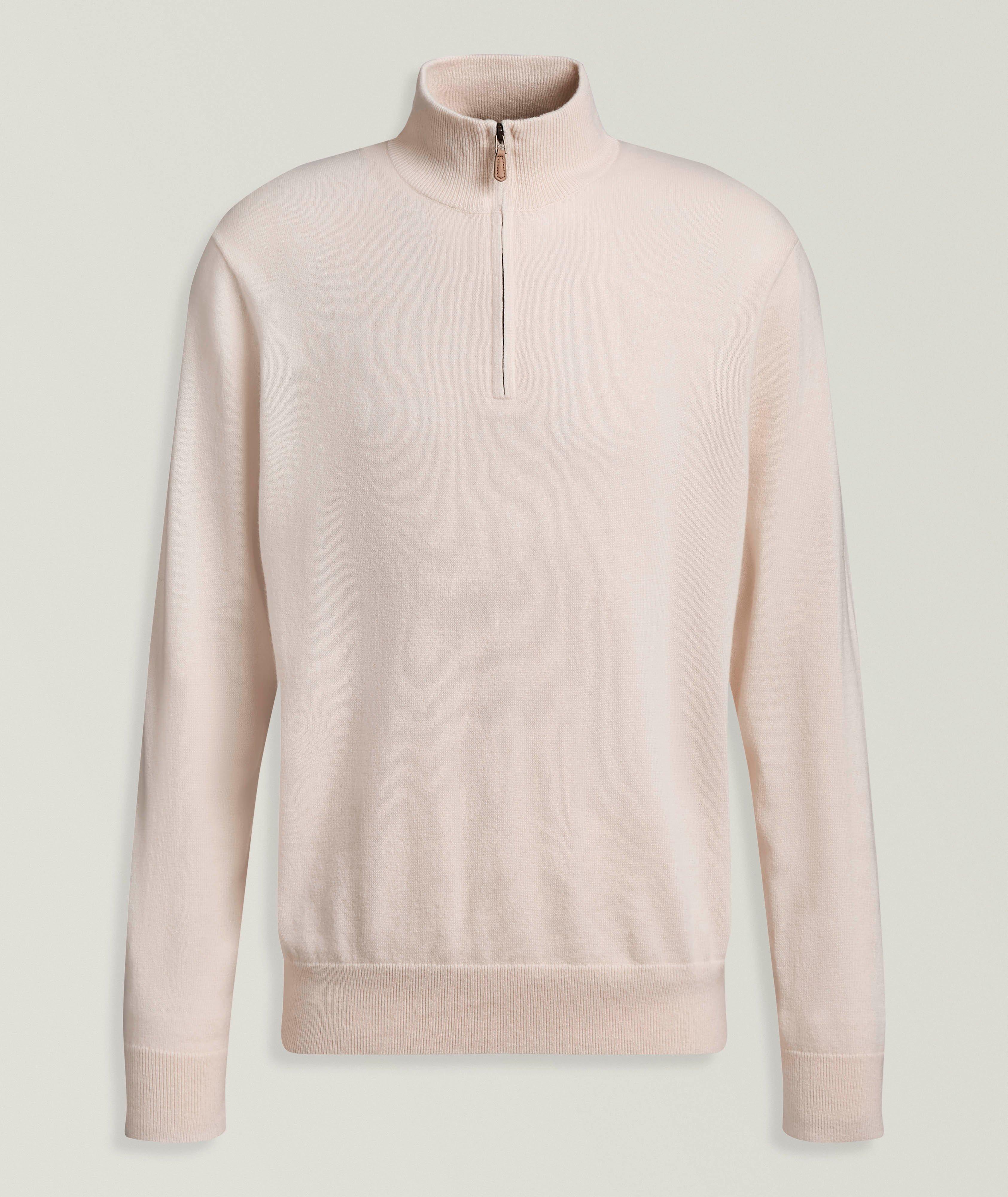 Pull quart-zippée cachemire lavable image 0
