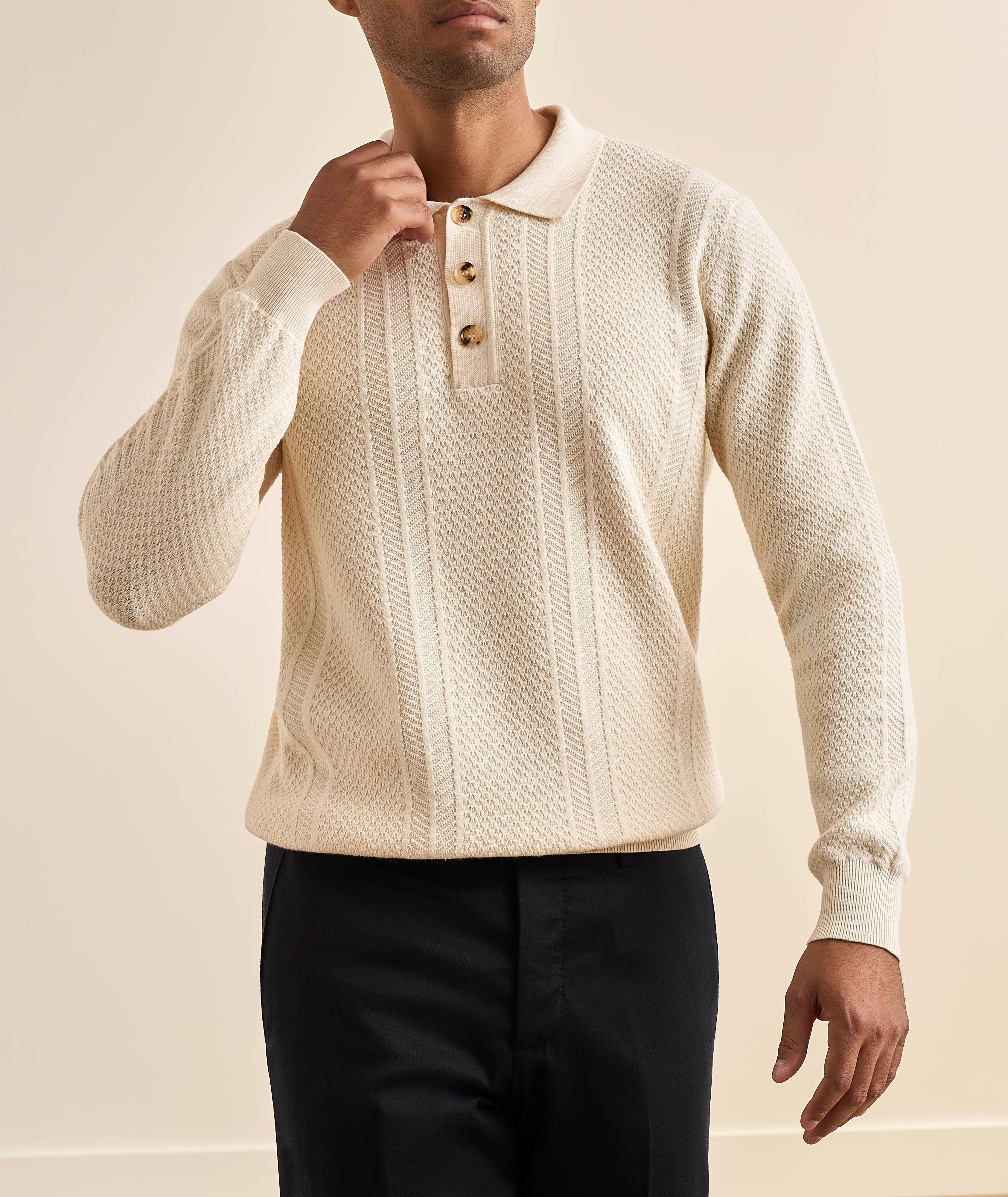Cotton-Blend Knit Polo Sweater  image 1