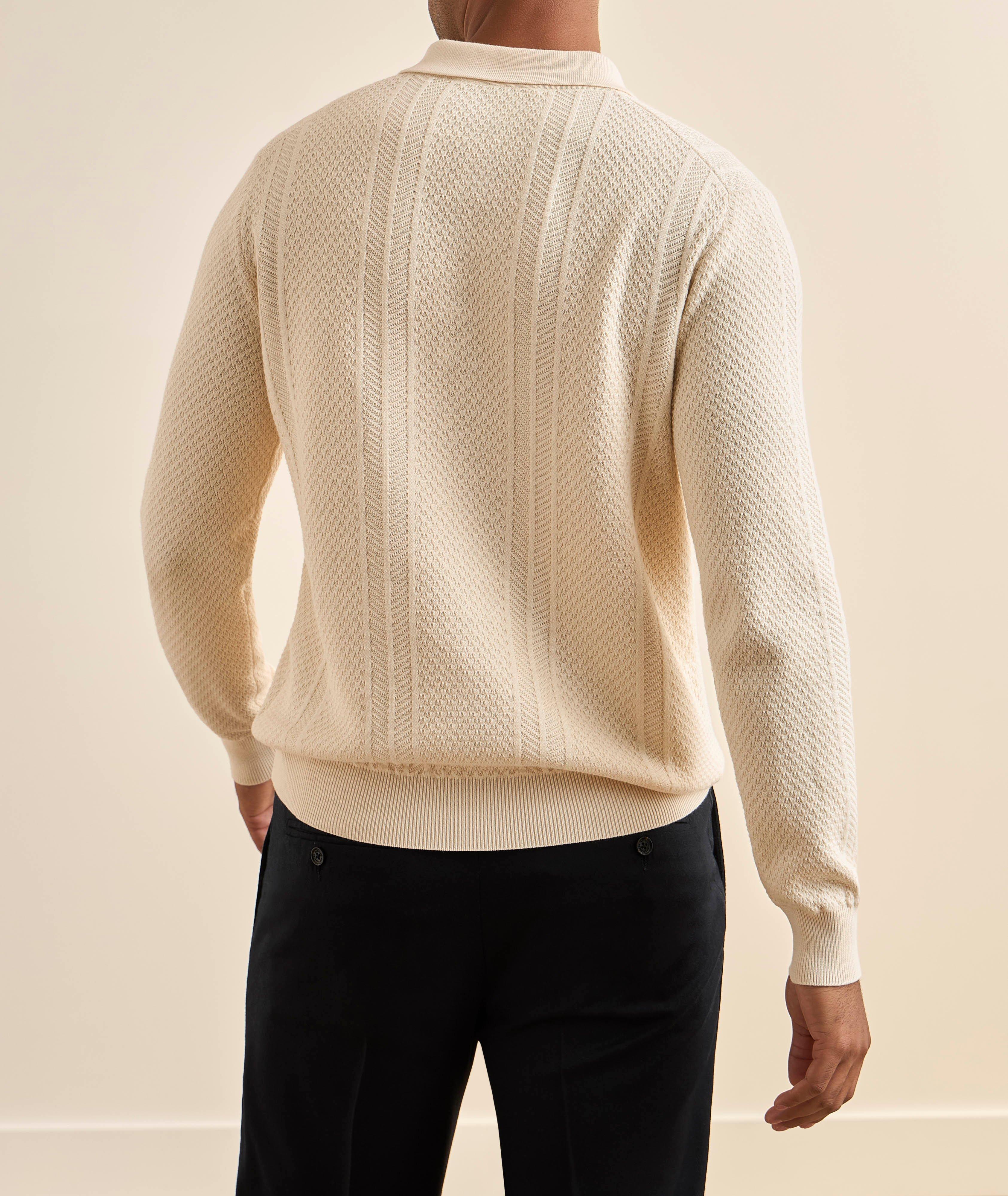Cotton-Blend Knit Polo Sweater  image 2