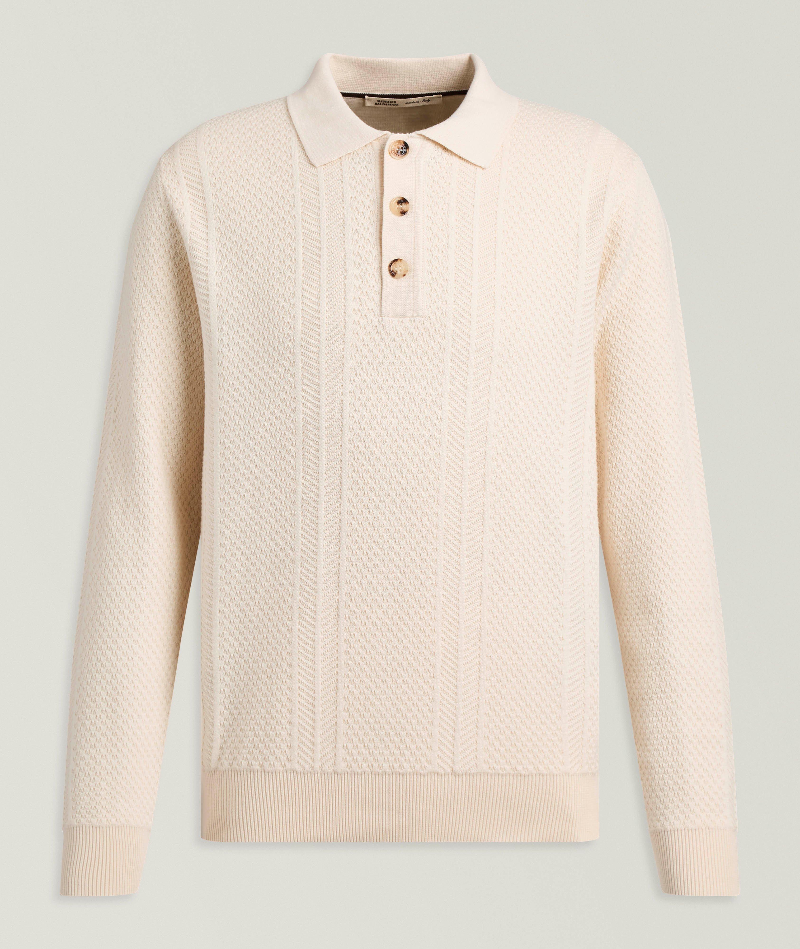 Maurizio Baldassari Cotton-Blend Knit Polo Sweater 