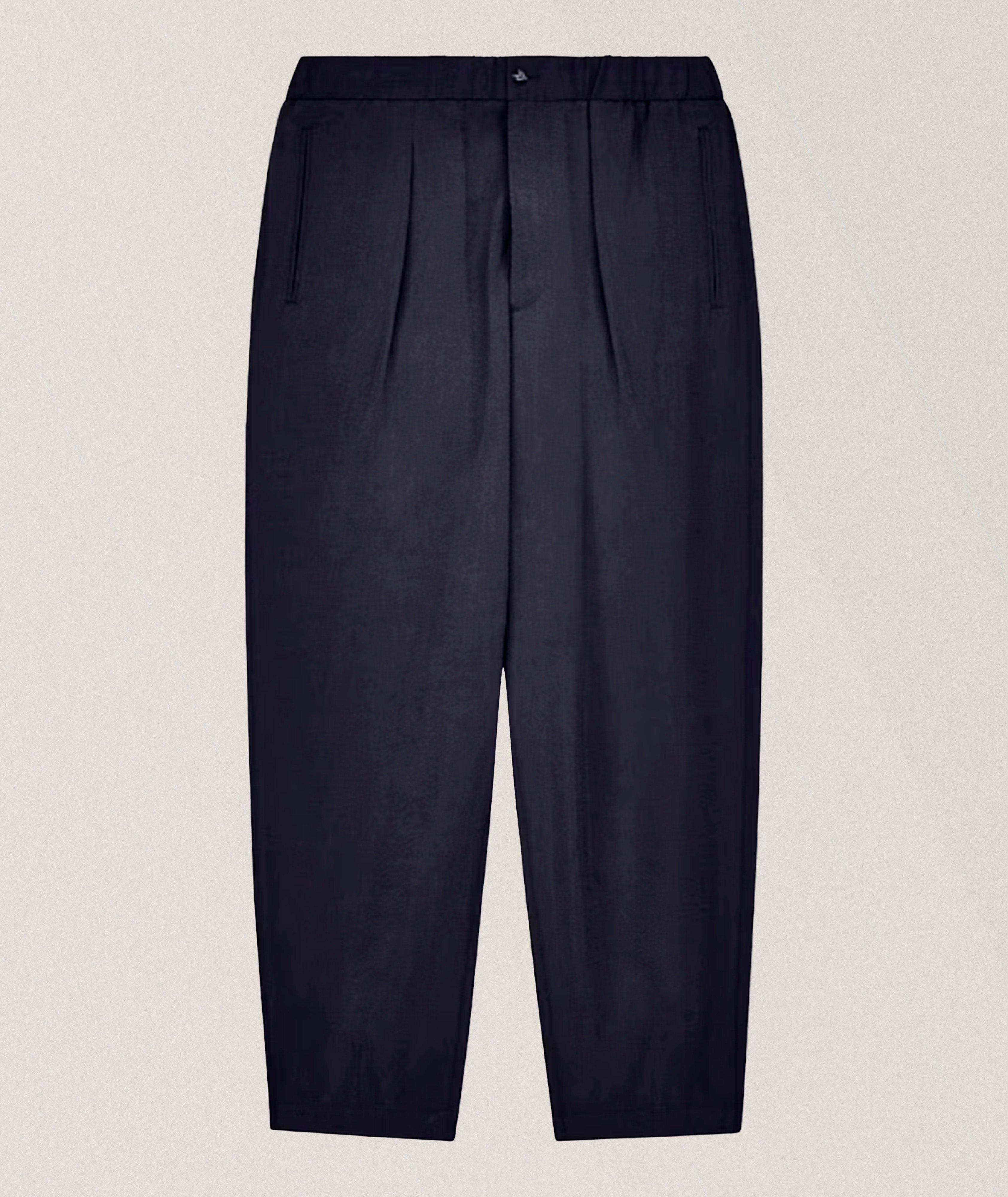 Giorgio Armani Textured Silk-Blend Pleated Dress Pants