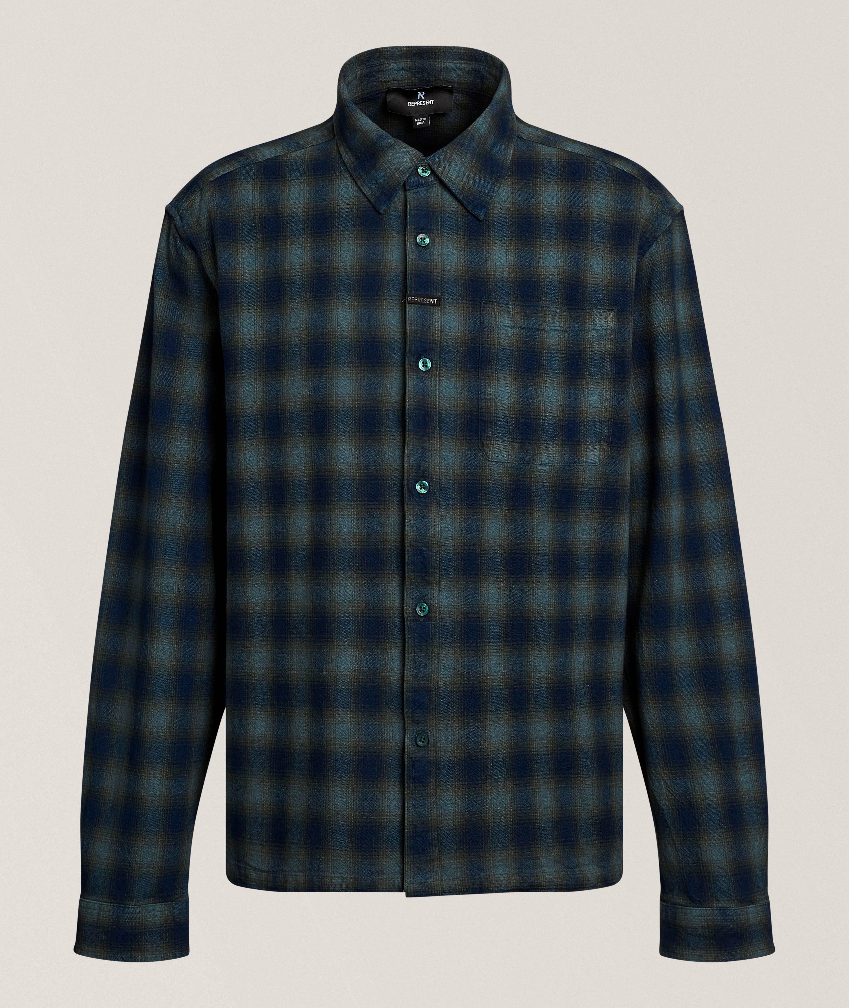 Represent REP LS DK GRN PLAID SHRT