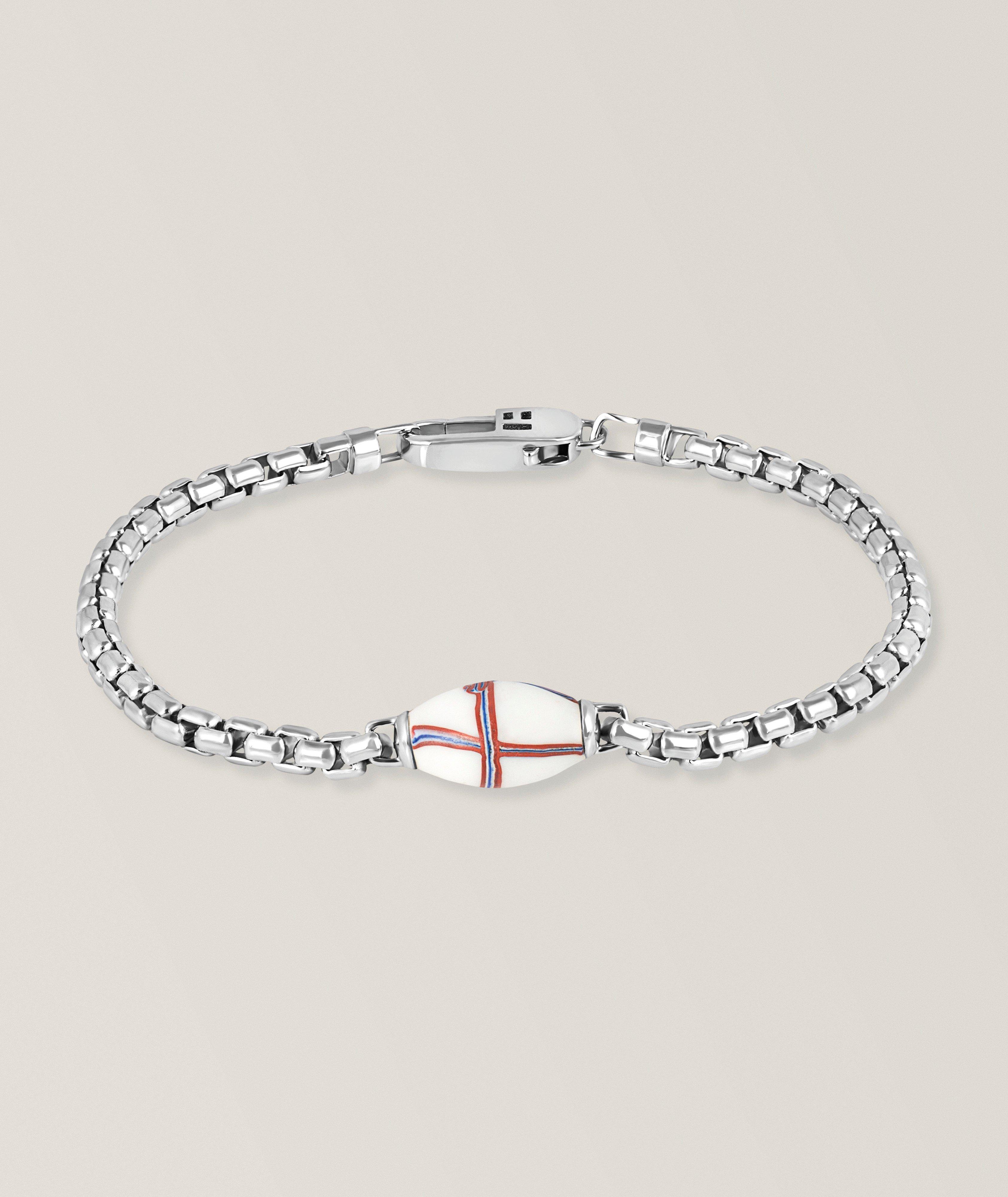 French Cross Sterling Silver Box Chain Bracelet image 0