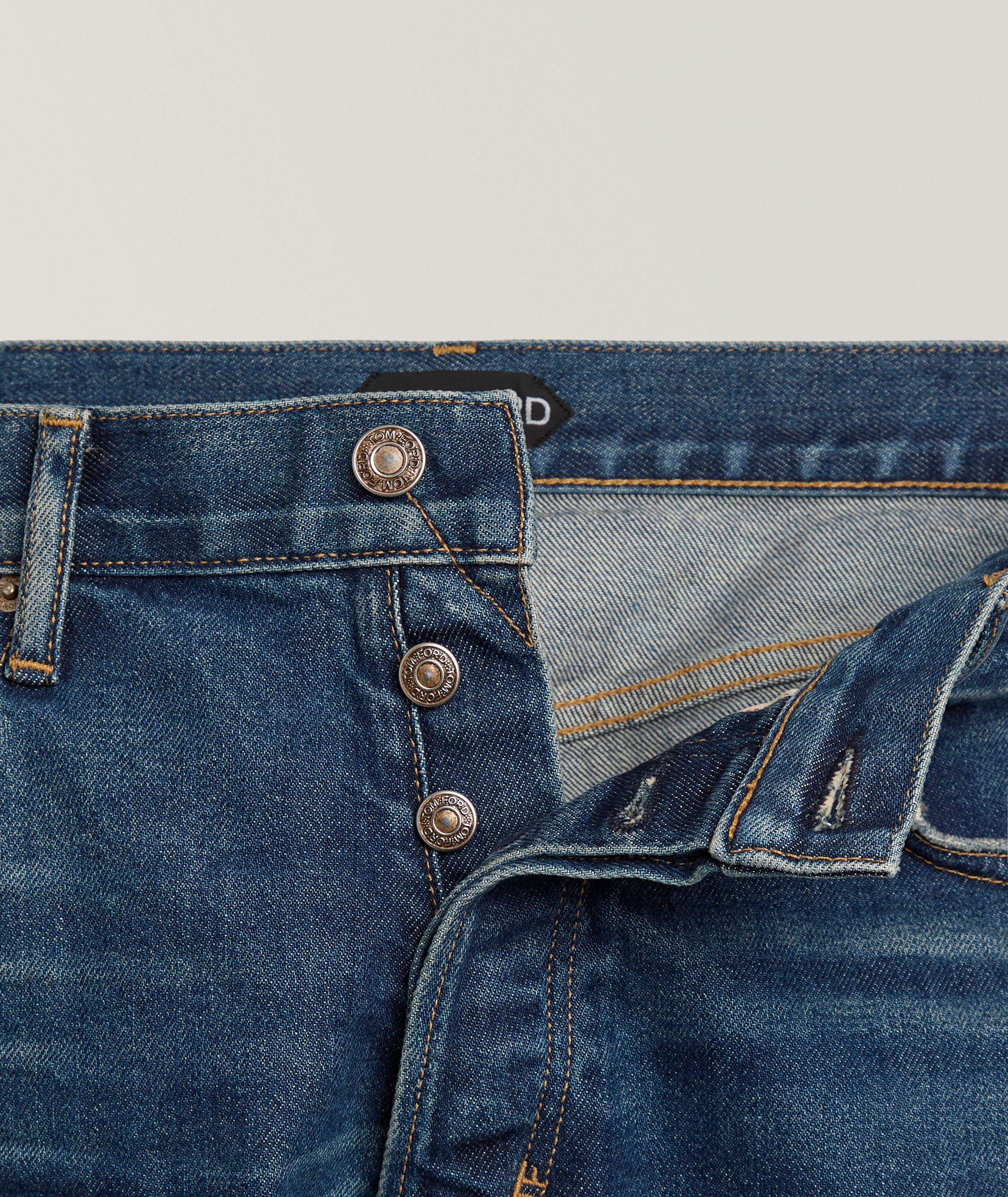 TF WASHED INDIGO STRETCH SELVEDGE DENIM STRAIGHT FIT image 1