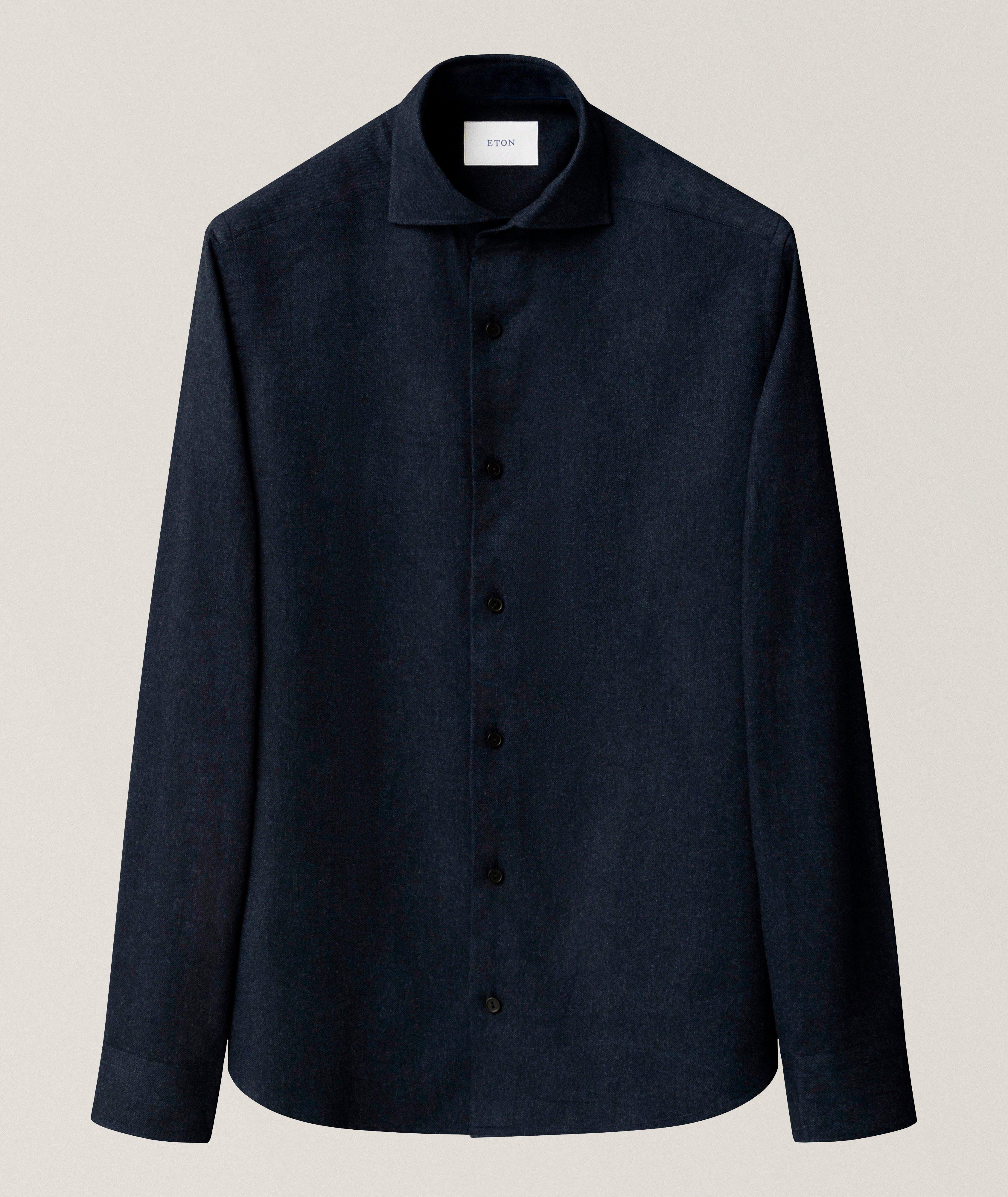 Eton Casual-Fit Solid Flannel Shirt
