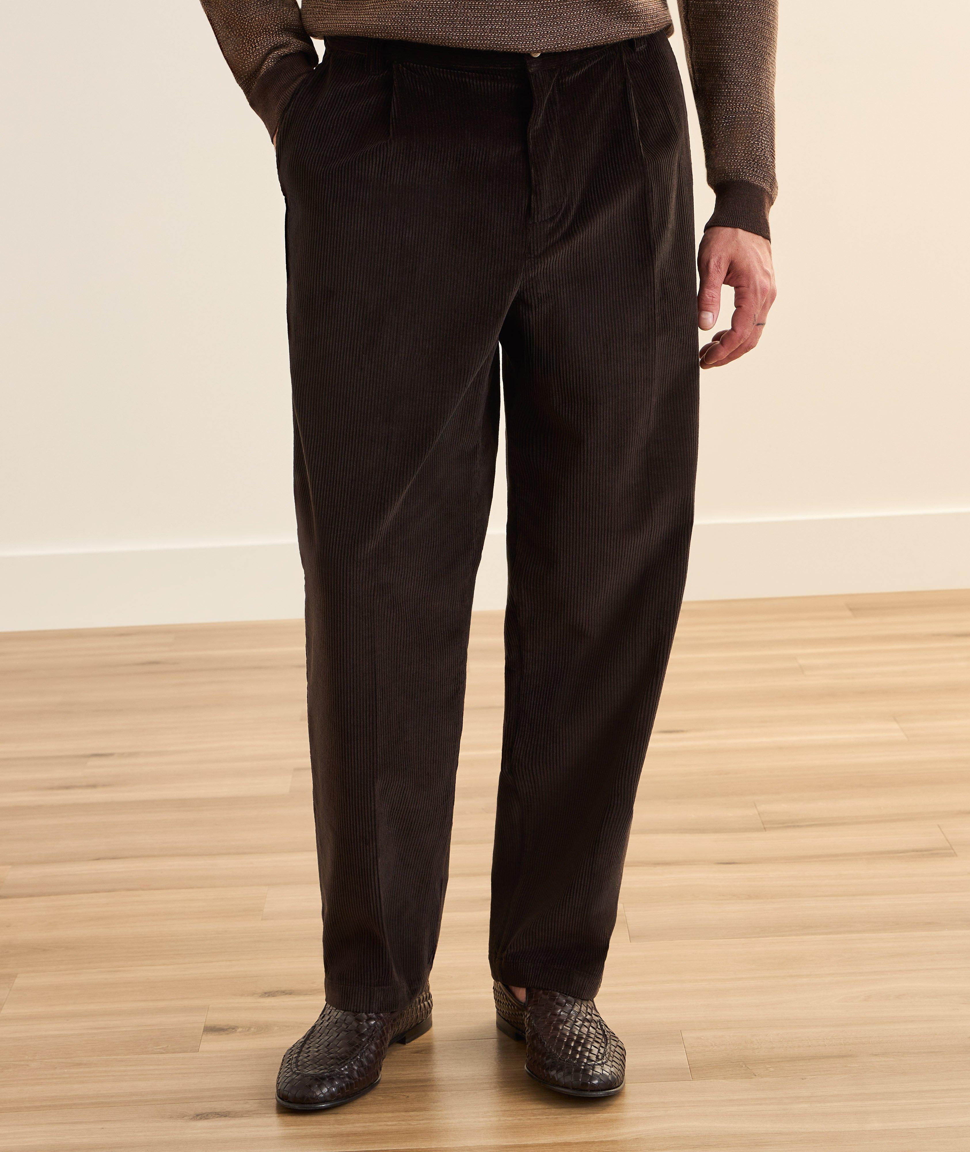 Pantalon velours côtelé coton-mélange plissé image 1