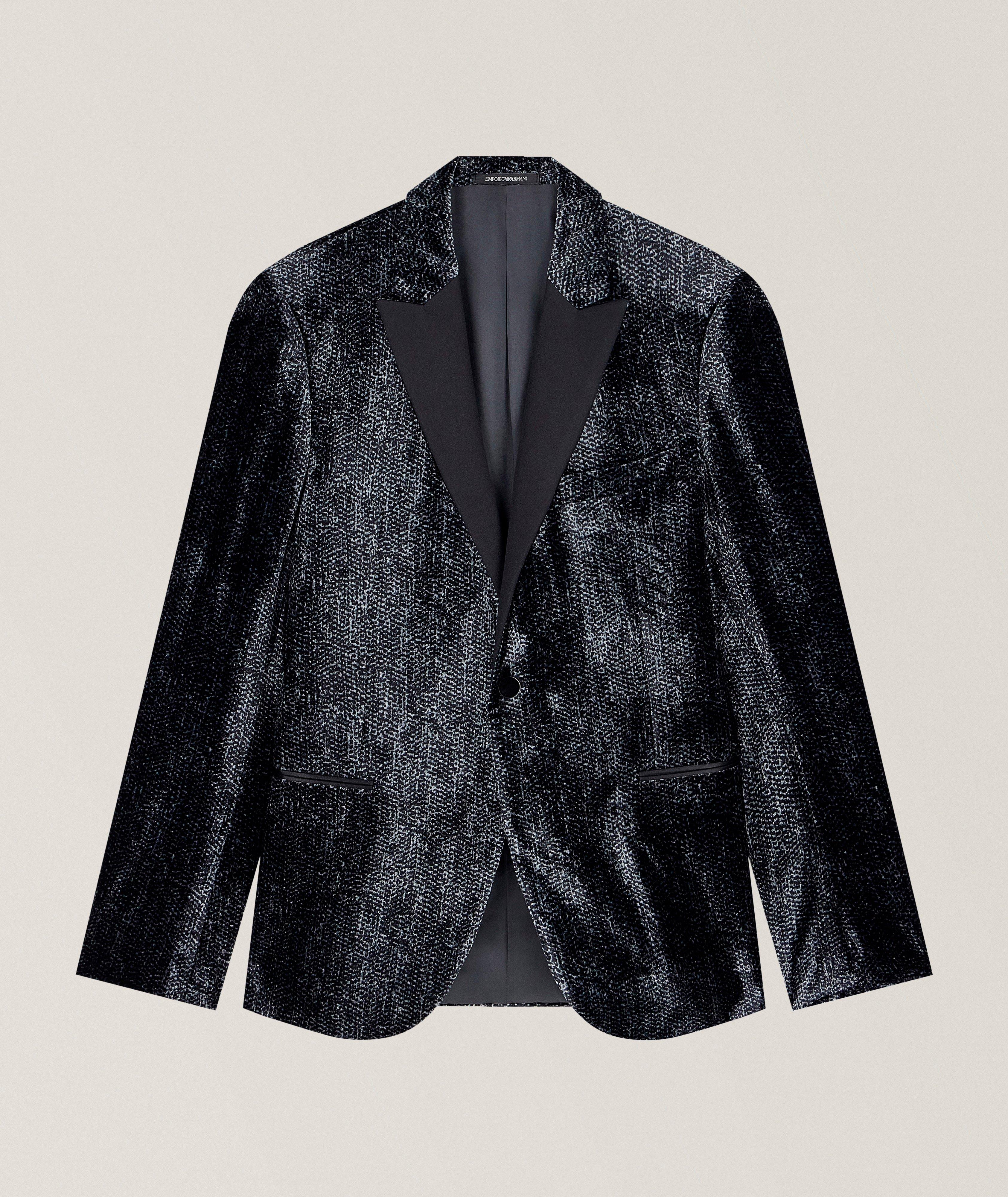 Emporio Armani Veston smoking velours imprimé givré