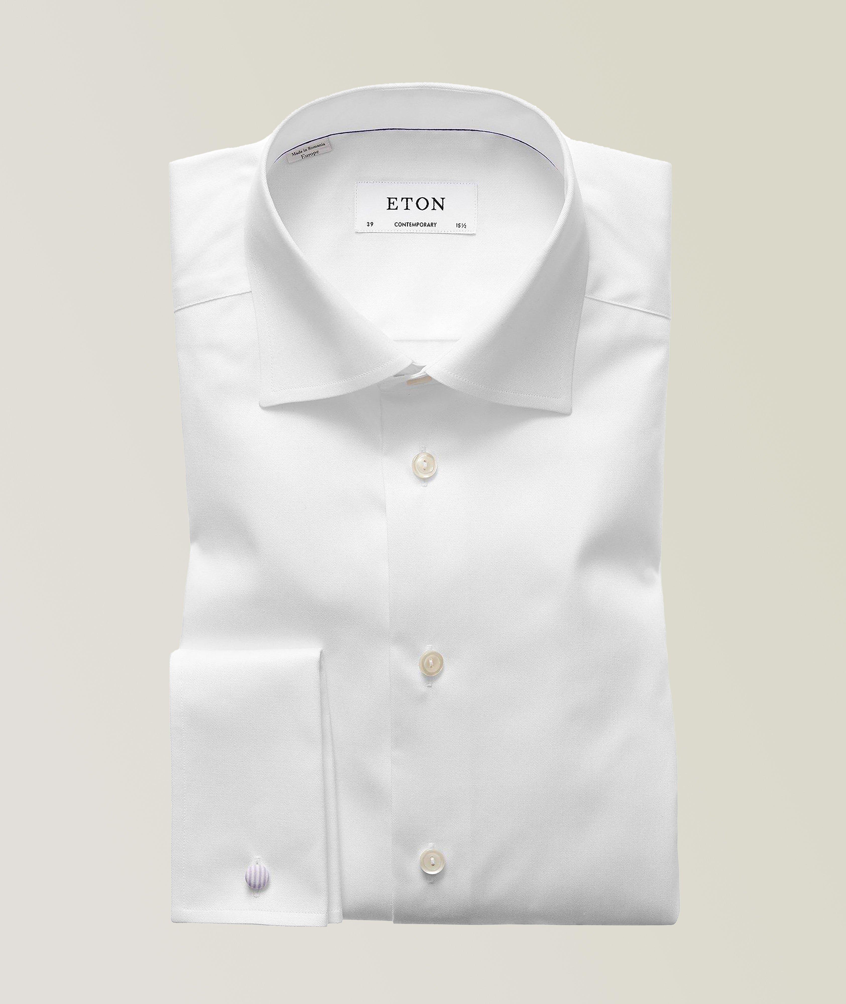 Eton Chemise habillée en twill aux poignets français de coupe contemporaine