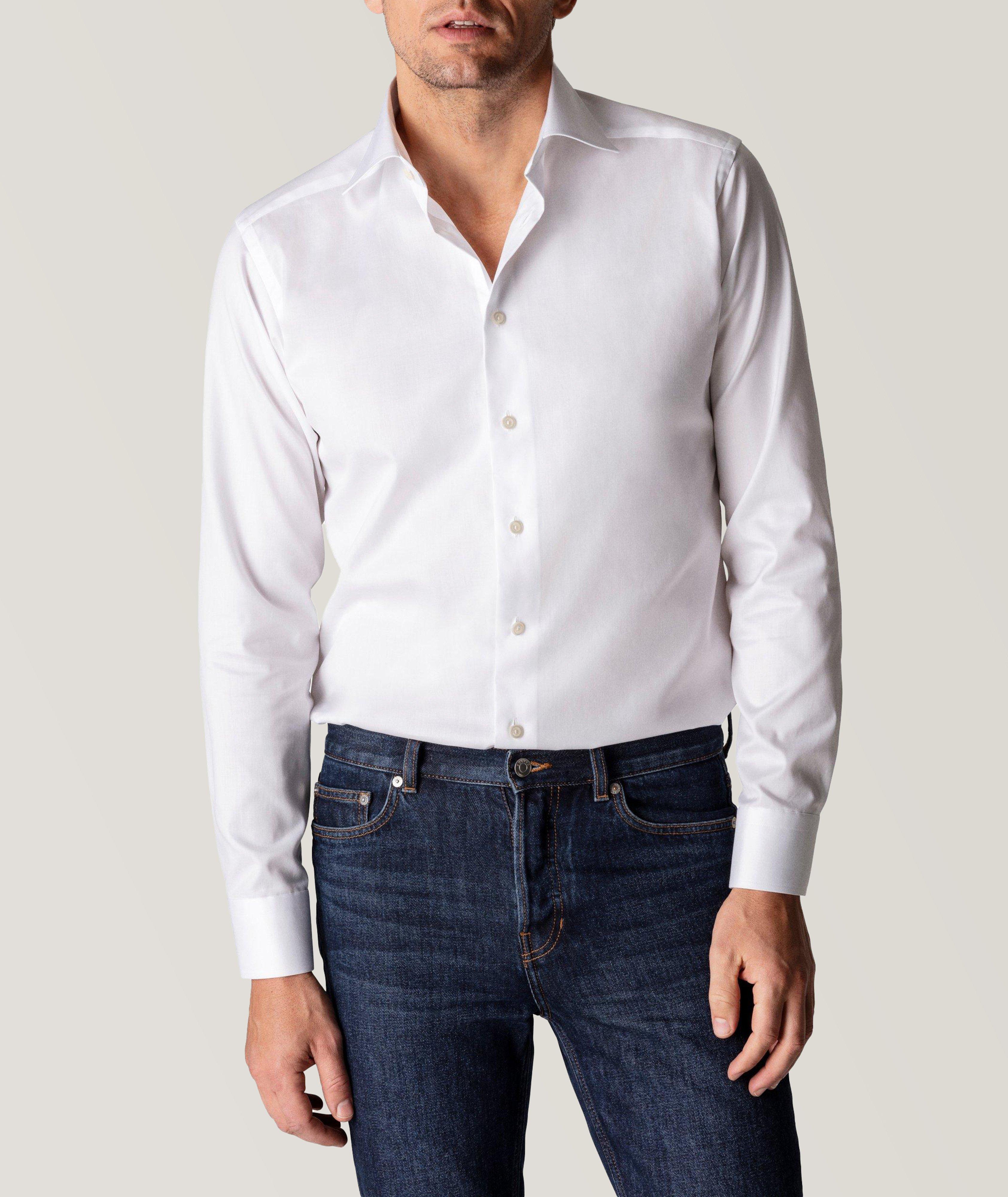 White Twill Extra Slim Fit Shirt in Linen Cotton