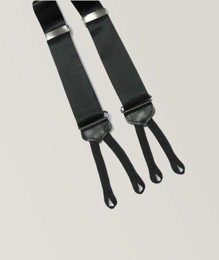 Silk Button Suspenders - Black 