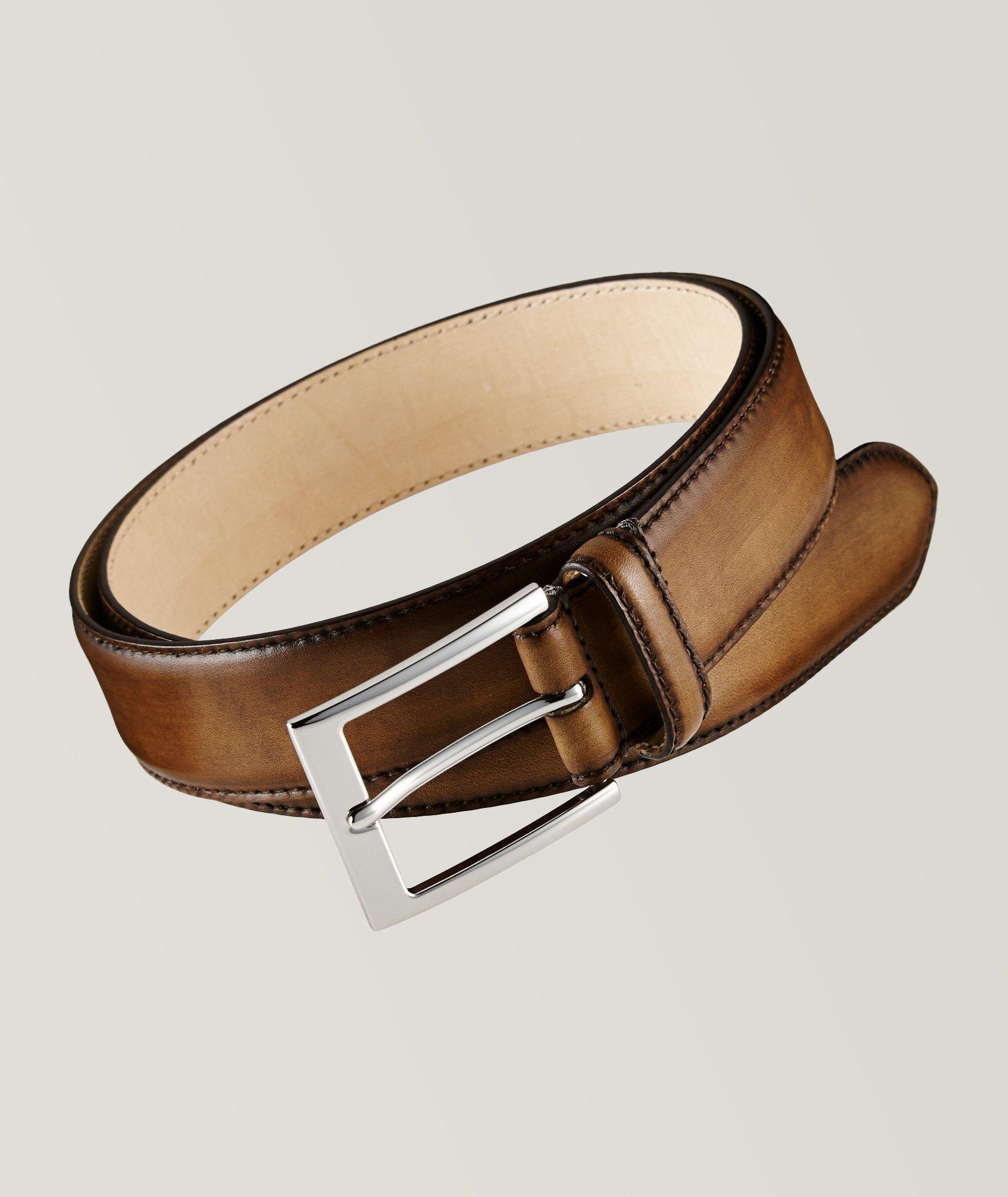 Horseshoe buckle black 35 mm leather belt - Luxury Belts