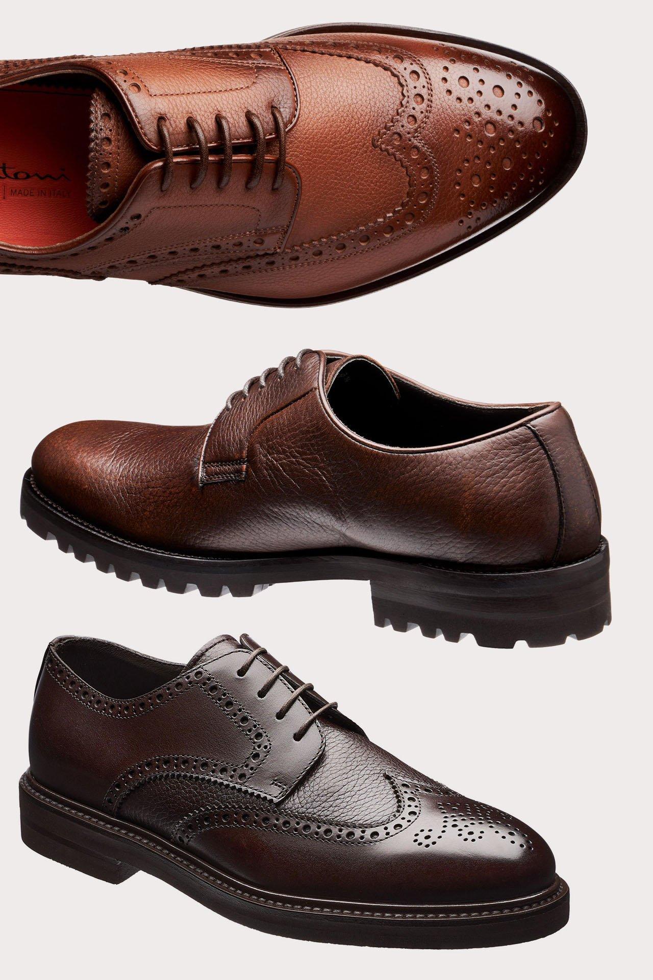 Three brown derbies shoes