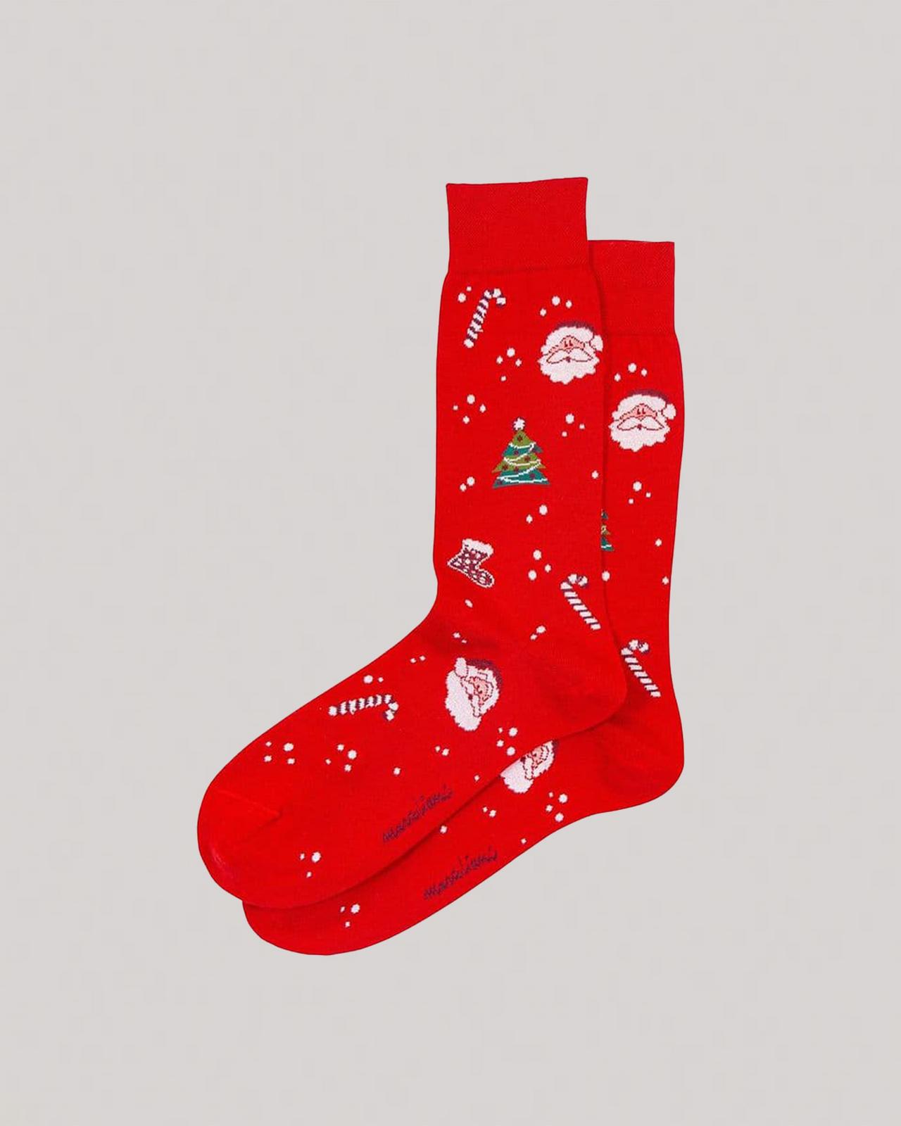 Chaussettes en coton pima à motif des Fêtes, Marcoliani