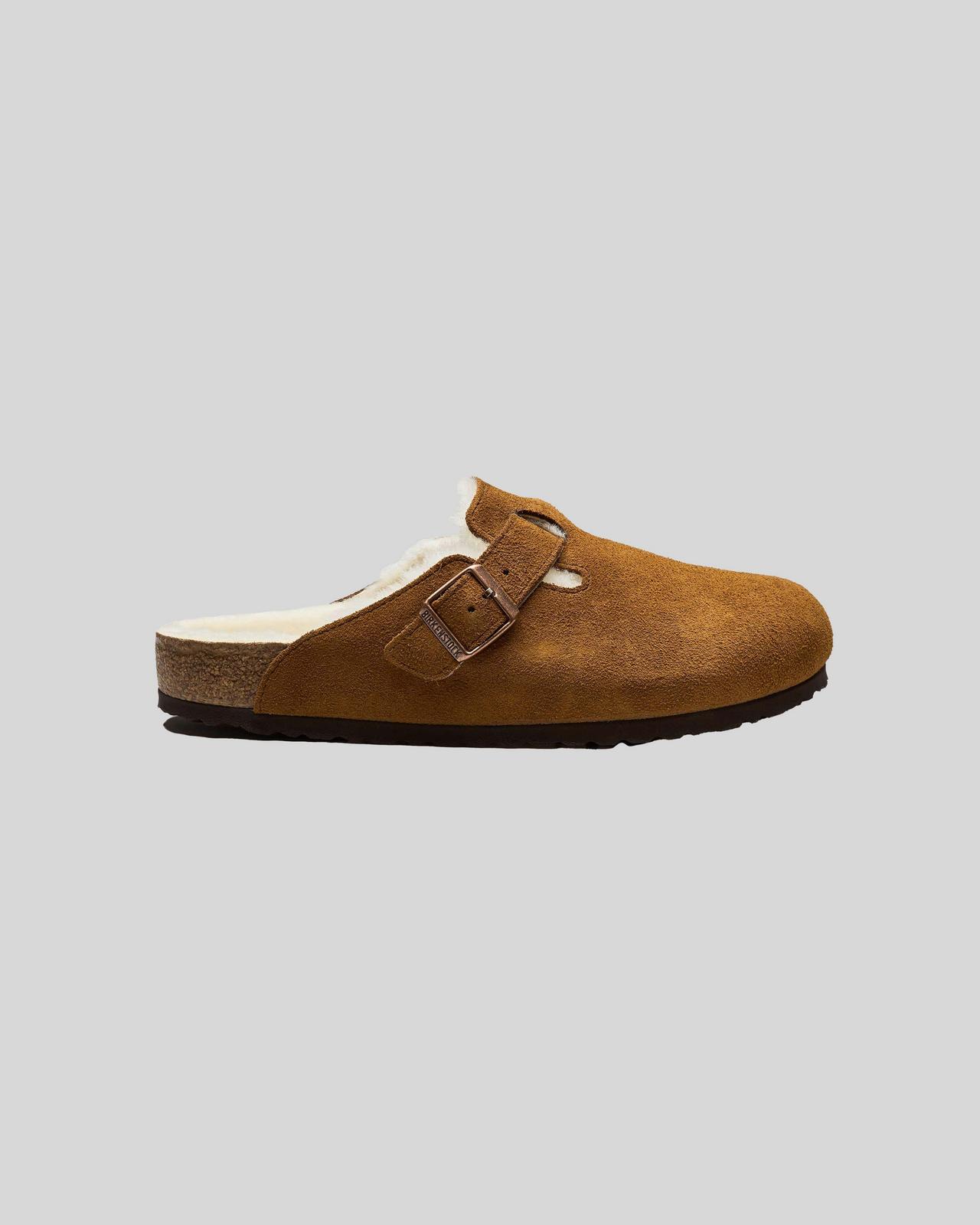 Boston Shearling-Lined Suede Leather Mules, Birkenstock 