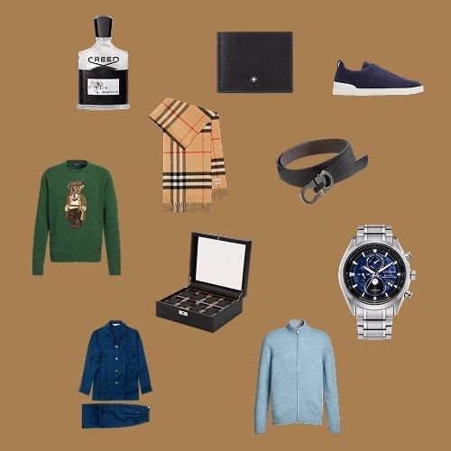 A collage featuring ten curated holiday gift items