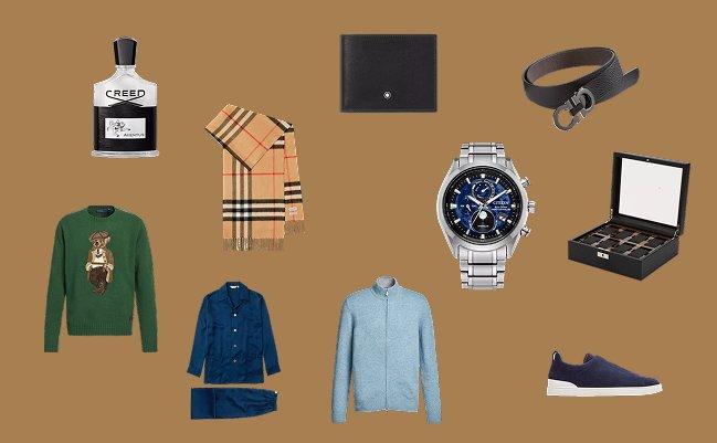 A collage featuring ten curated holiday gift items