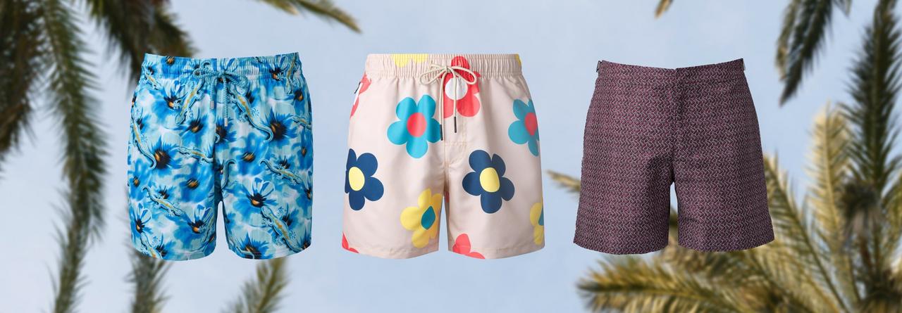 OAS leopard print swim shorts, Vilebrequin crab swim shorts, Casablanca gradient swim shorts