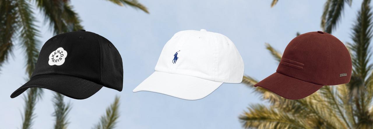 A Casablanca bucket hat, a black Moncler bucket hat, a black Stone Island bucket hat