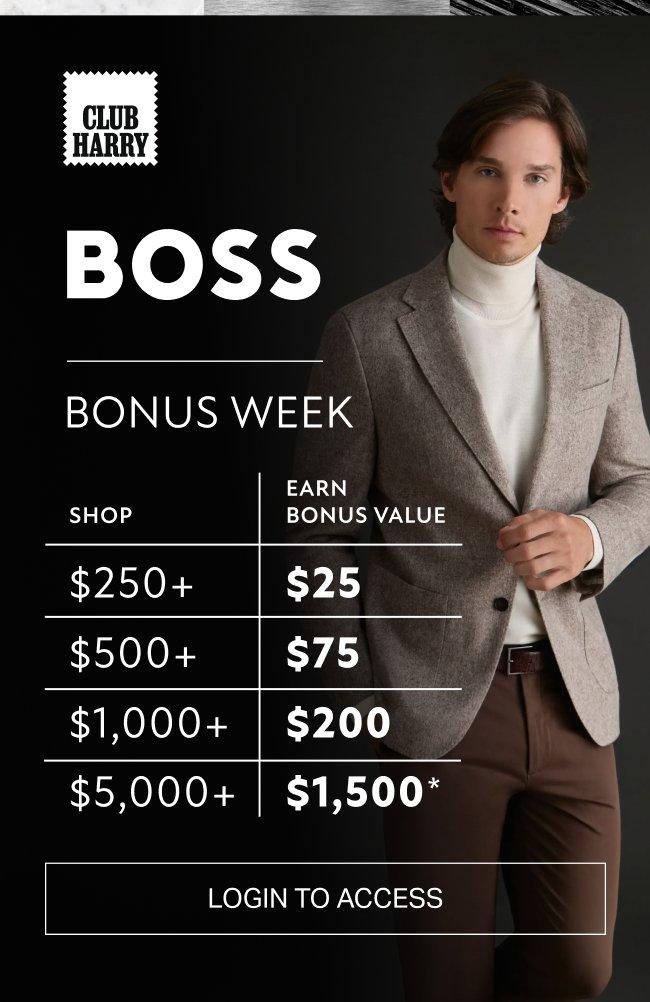 CLUB HARRY: Earn up to $1,500 back in Bonus Points with BOSS purchases