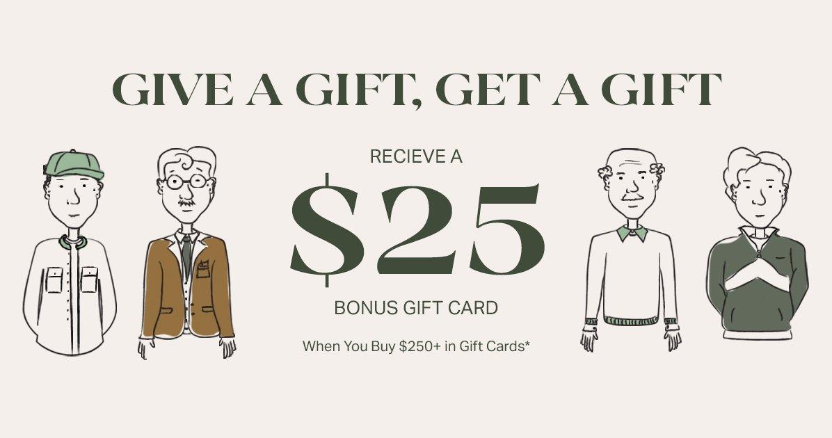 Illustrations of two dads in reference to gift card offer at Harry Rosen