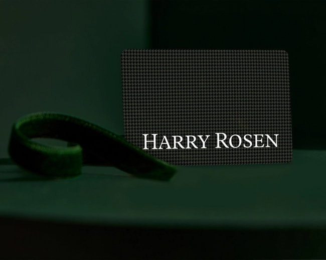 Harry Rosen Gift Card on dark green backdrop