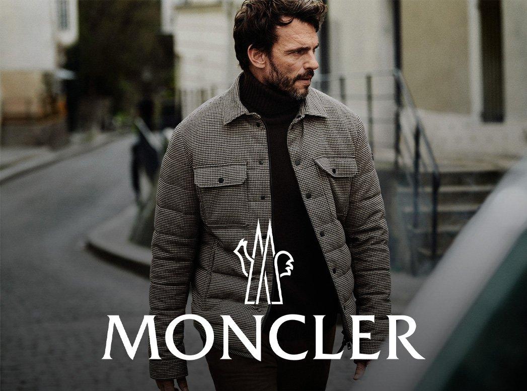 Male model wearing Moncler