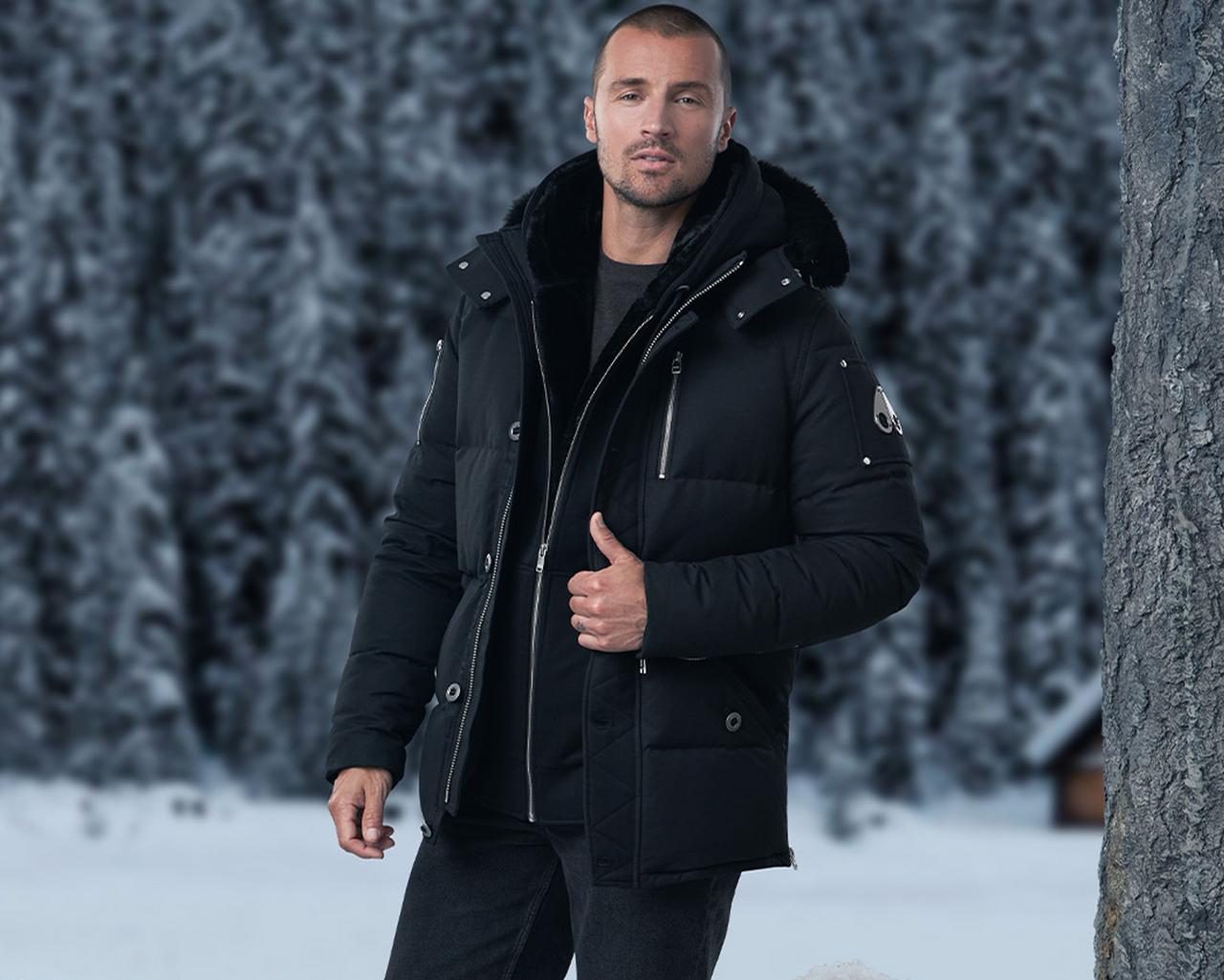 Long black winter coat with hood best sale