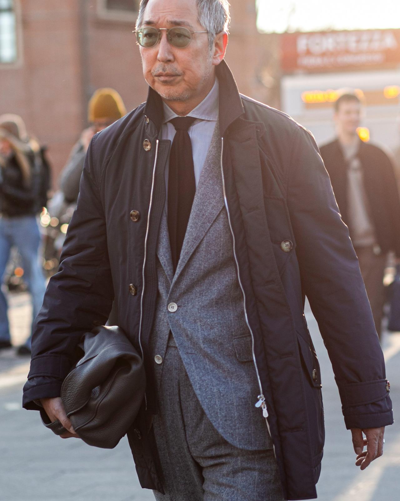 Man wearing pinstripe suit