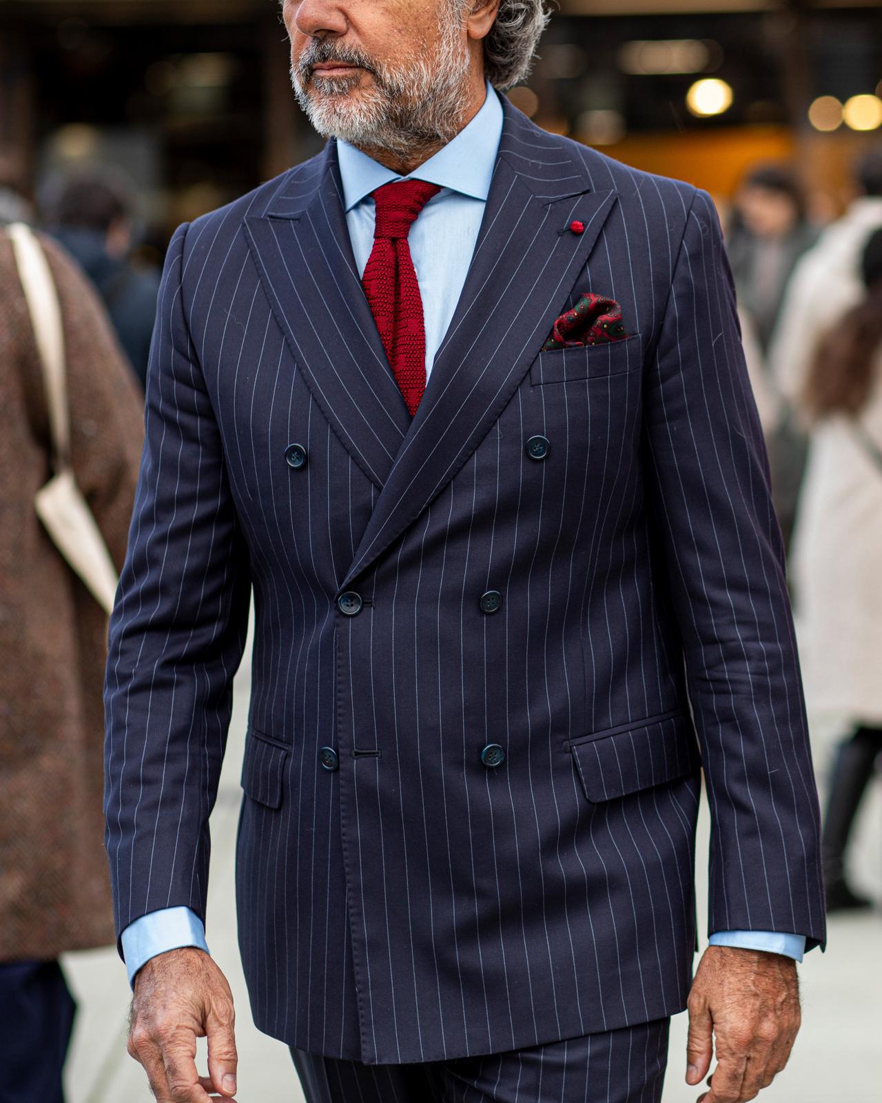 Man wearing pinstripe suit