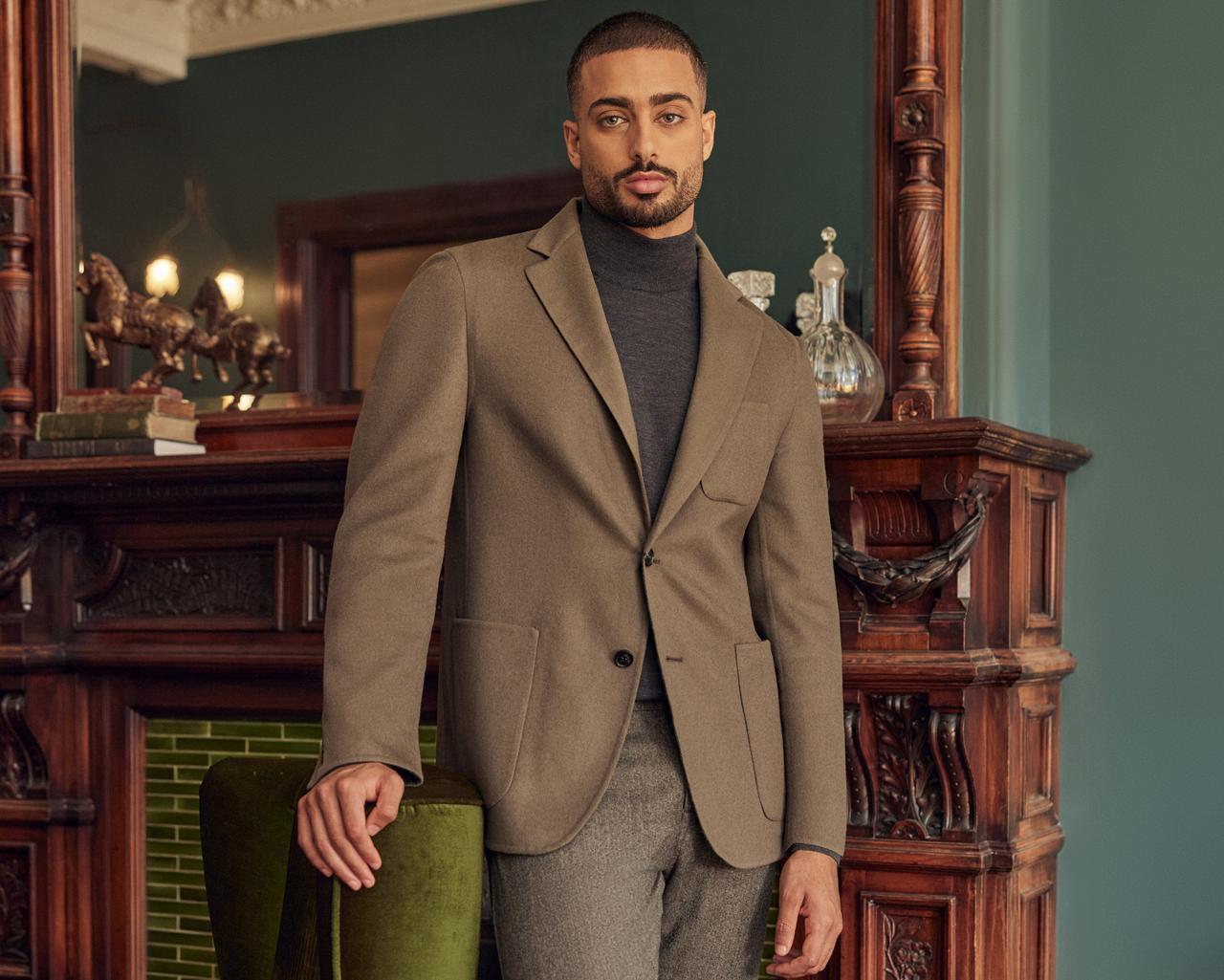 Male model wearing Canali sport jacket illustrating 'fw24 style