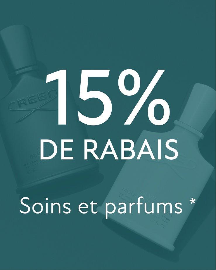 15 % de rabais sur les produits de soins et de parfumerie