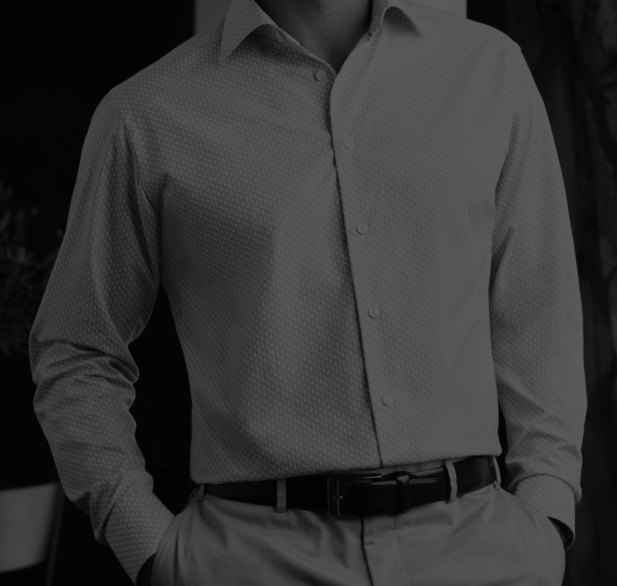 Black Friday Sale Promo with a black and white image of a man wearing a textured Eton dress shirt