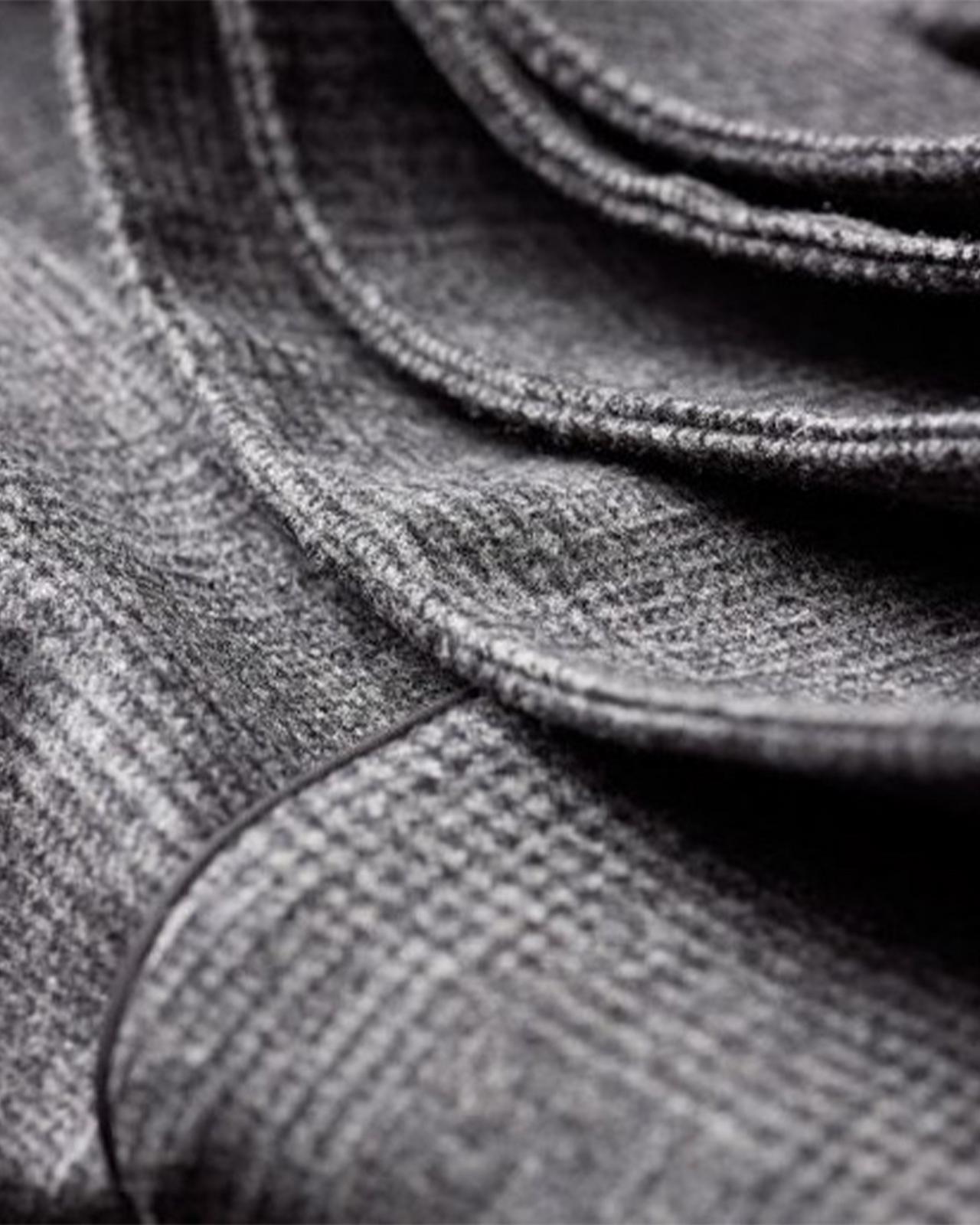 Grey wool fabric with small check pattern