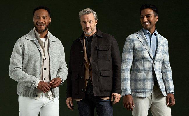 Three male models wearing work attire