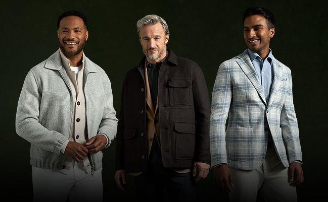 Three male models wearing work attire