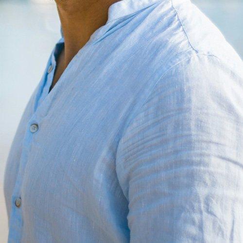 male model wearing linen casual shirt
