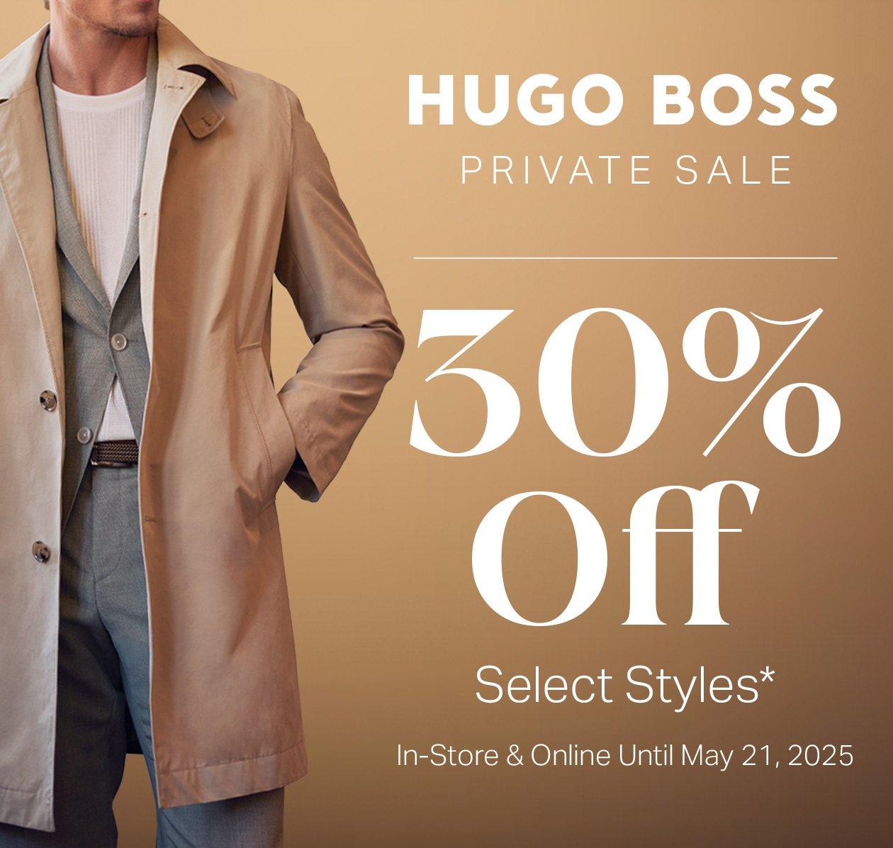 Beige banner representing HUGO BOSS sale at Harry Rosen