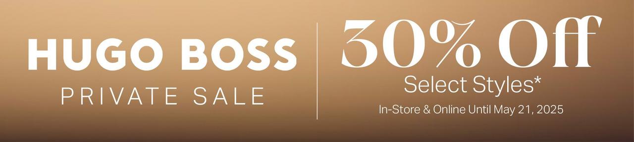 Beige banner representing HUGO BOSS sale at Harry Rosen