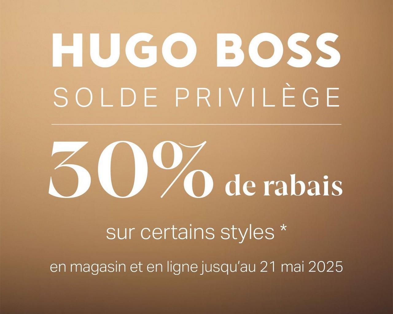 Bannière beige représentant les soldes HUGO BOSS chez Harry Rosen